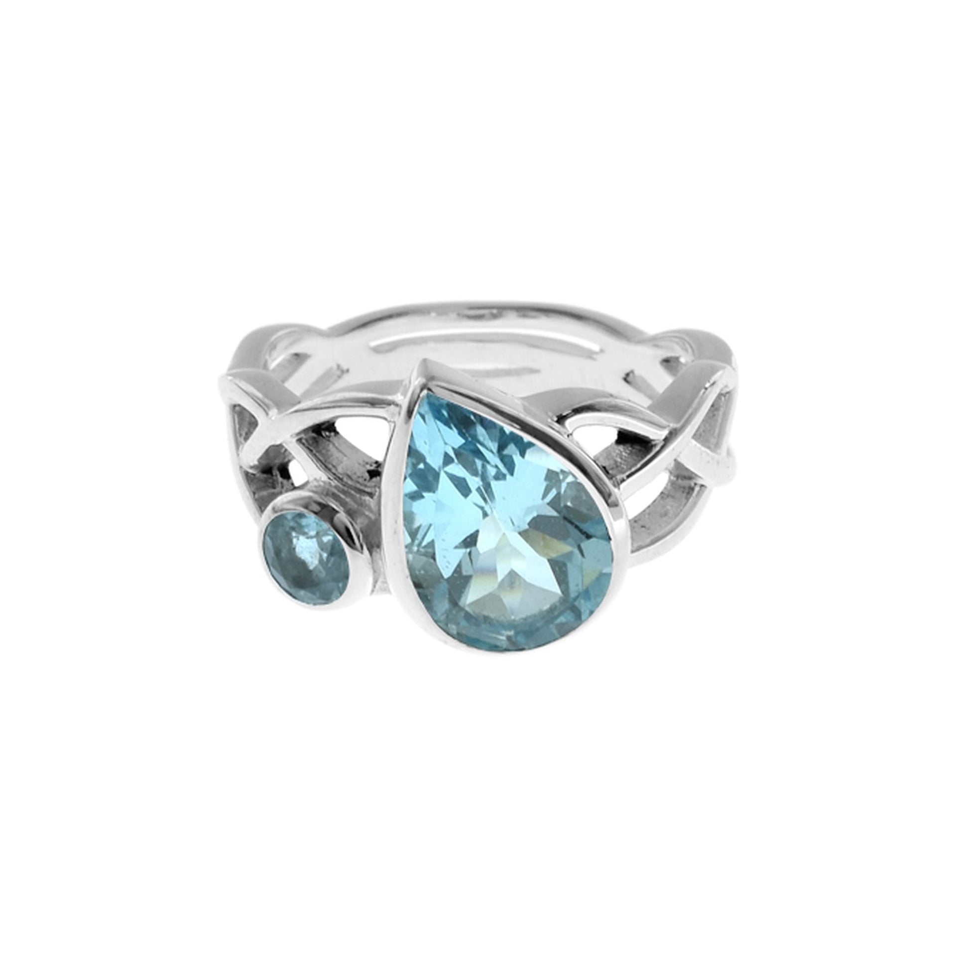 Catalina blue topaz Celtic knotwork ring