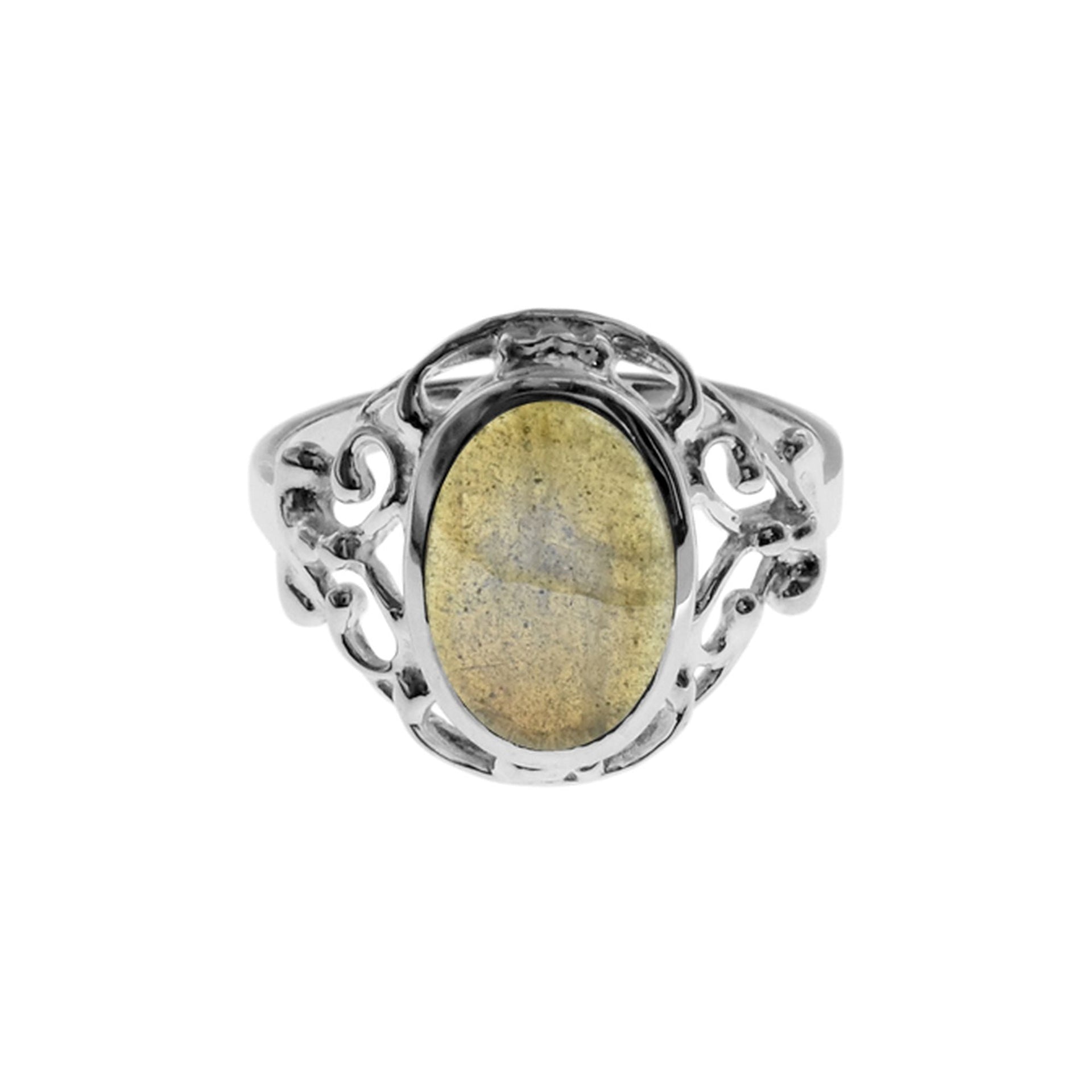 Lola oval labradorite filigree surround ring
