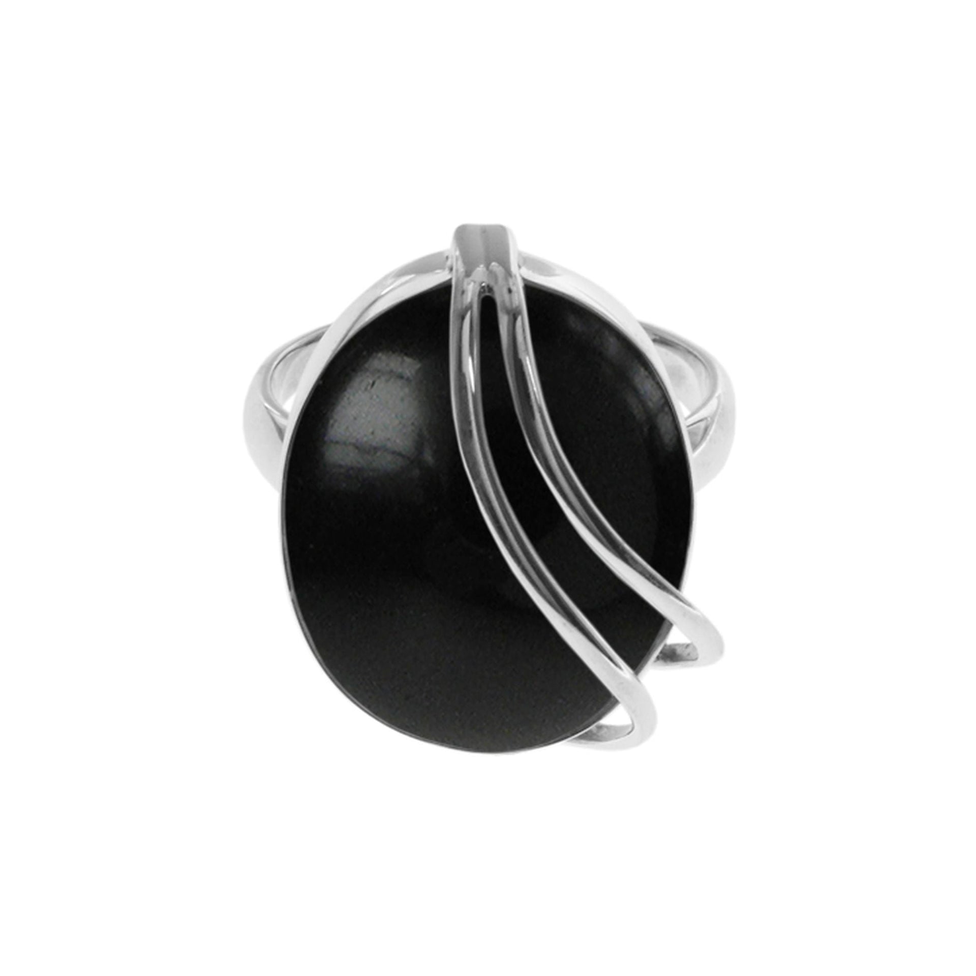 Amy black onyx ring with wire overlay