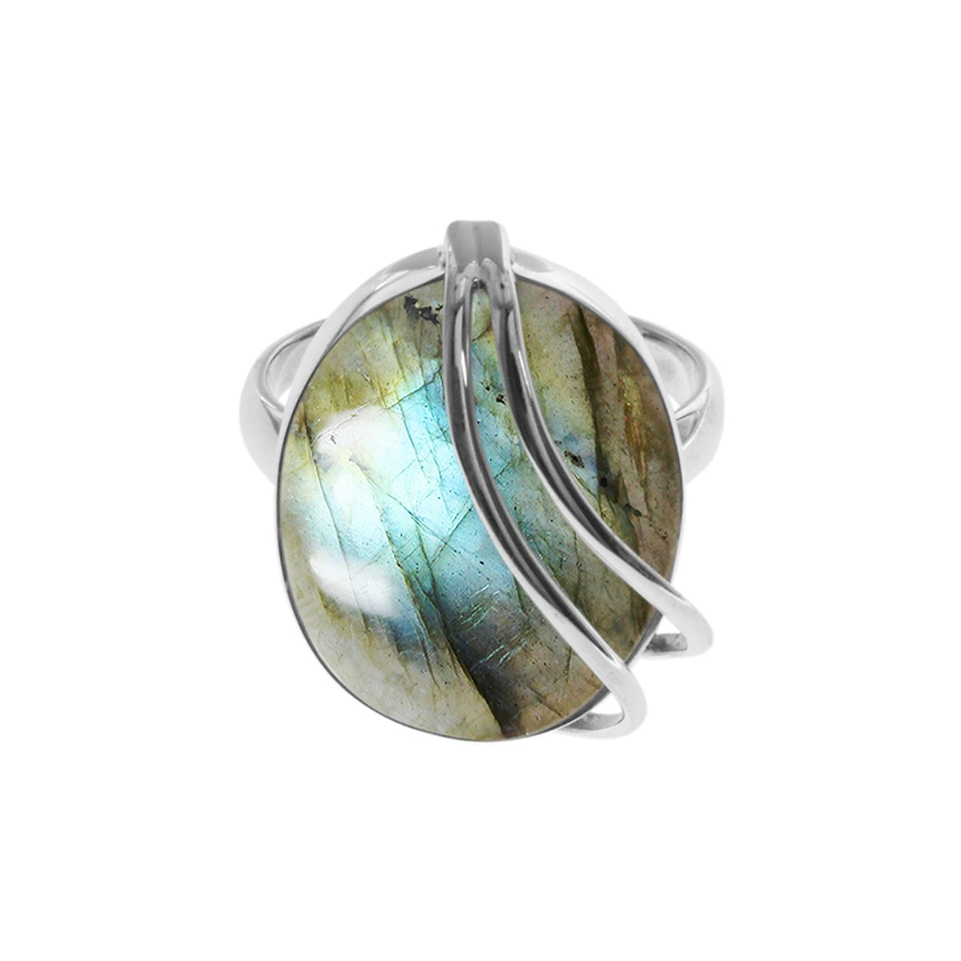 Amy labradorite ring with wire overlay