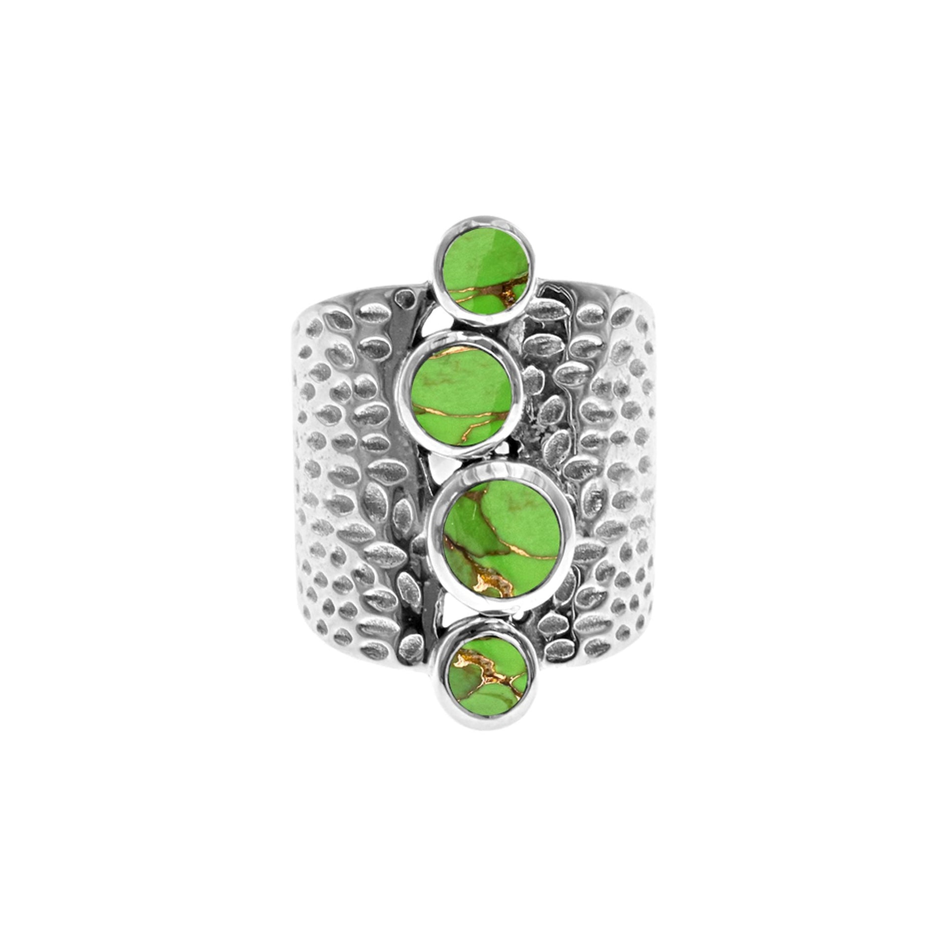 Catalina green mohave wide textured band ring
