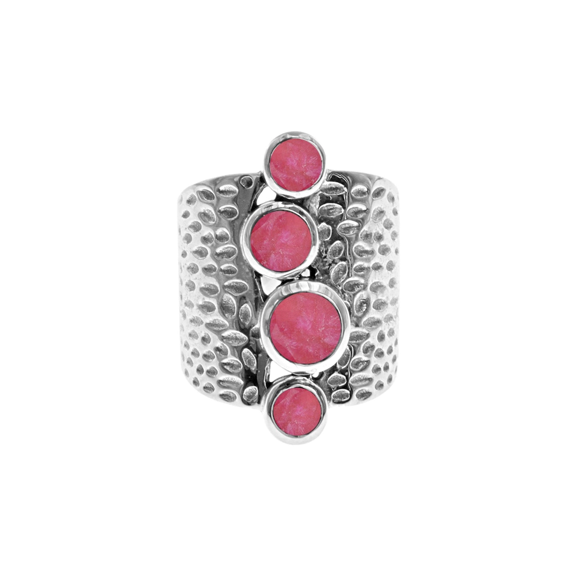 Catalina ruby quartz wide textured band ring