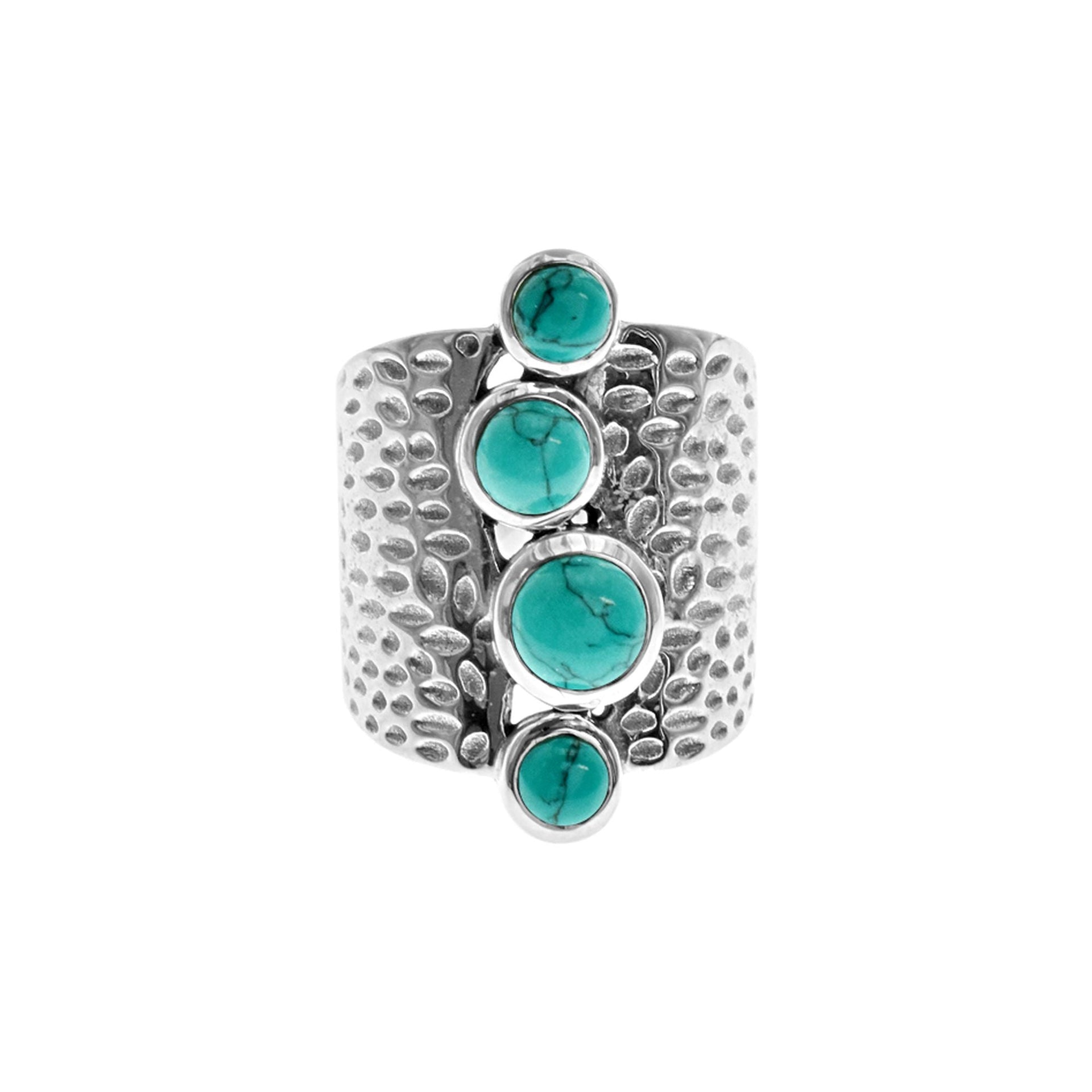 Catalina turquoise wide textured band ring