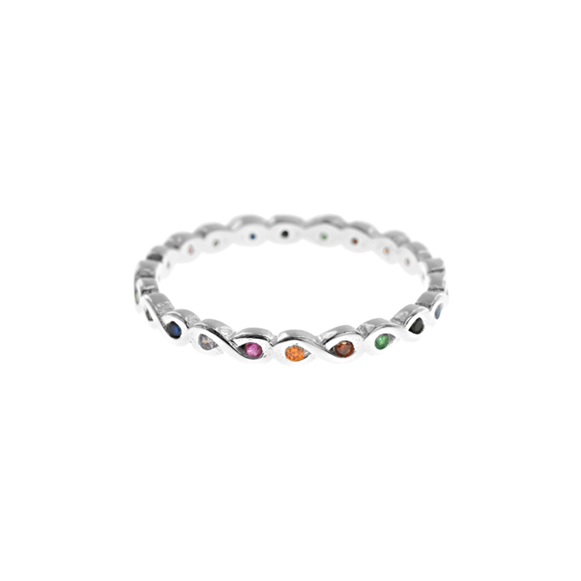 Heidi rainbow CZ infinity band eternity ring