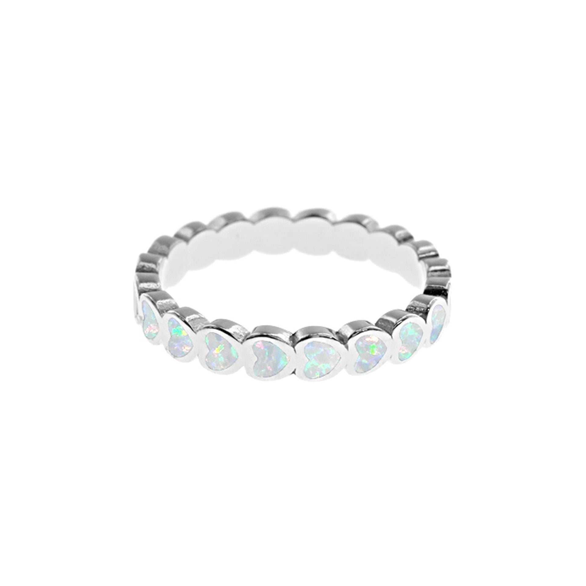 Diana white opalique joined hearts eternity ring