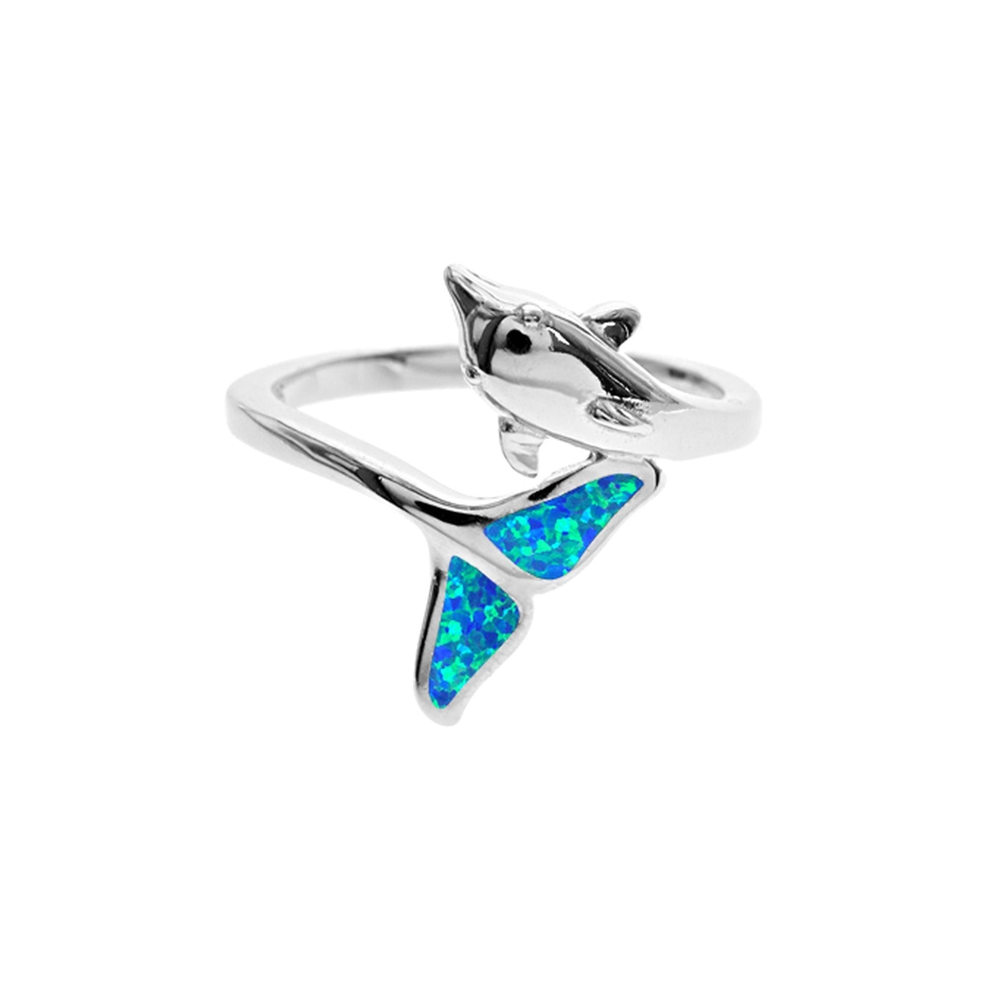 Ana overlapped blue opalique dolphin ring
