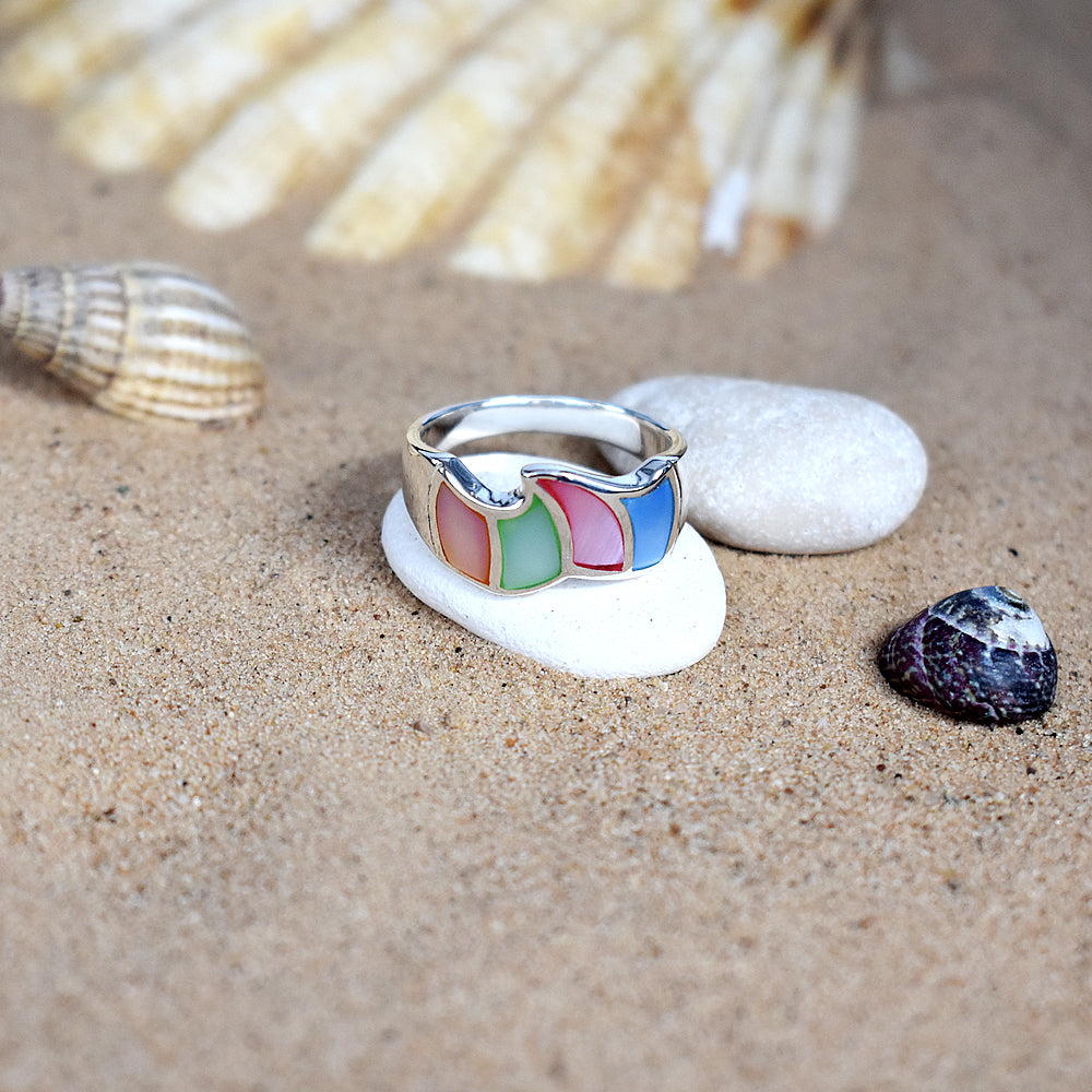 Bronwen sectioned mother of pearl wave ring