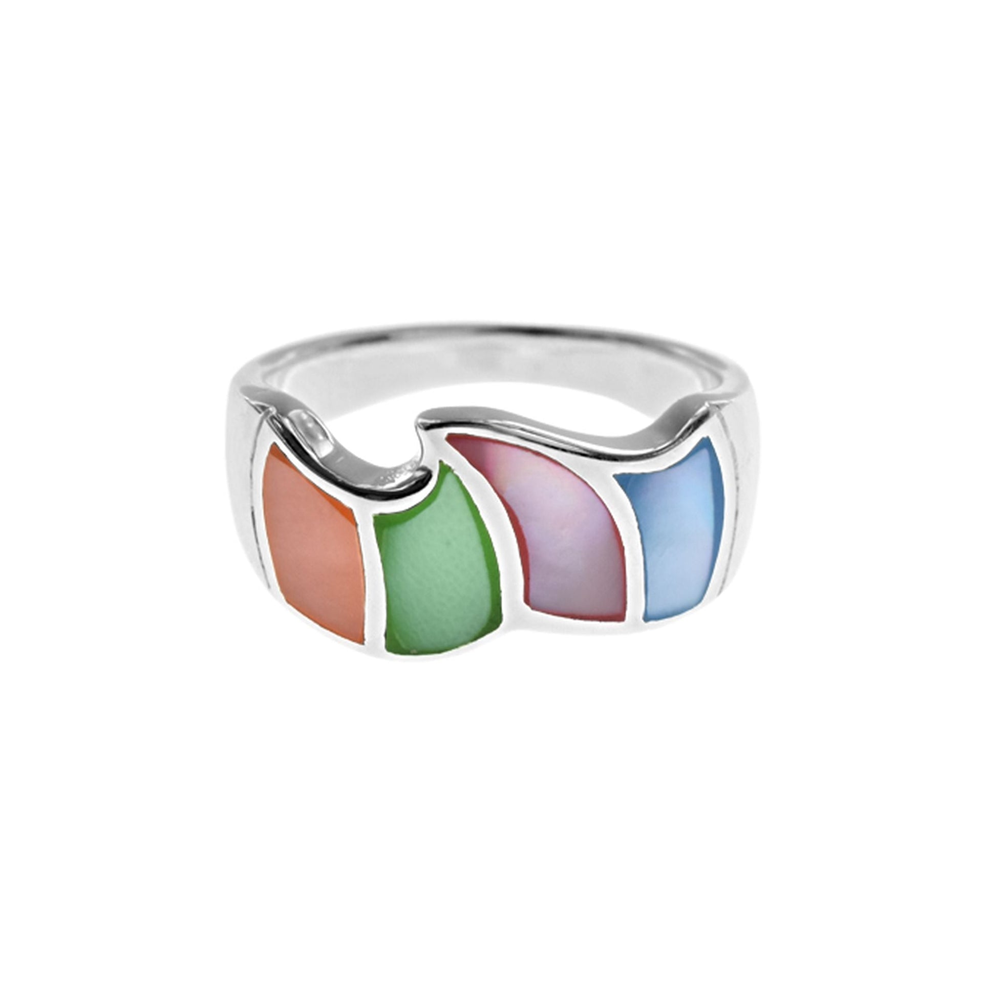 Bronwen sectioned mother of pearl wave ring