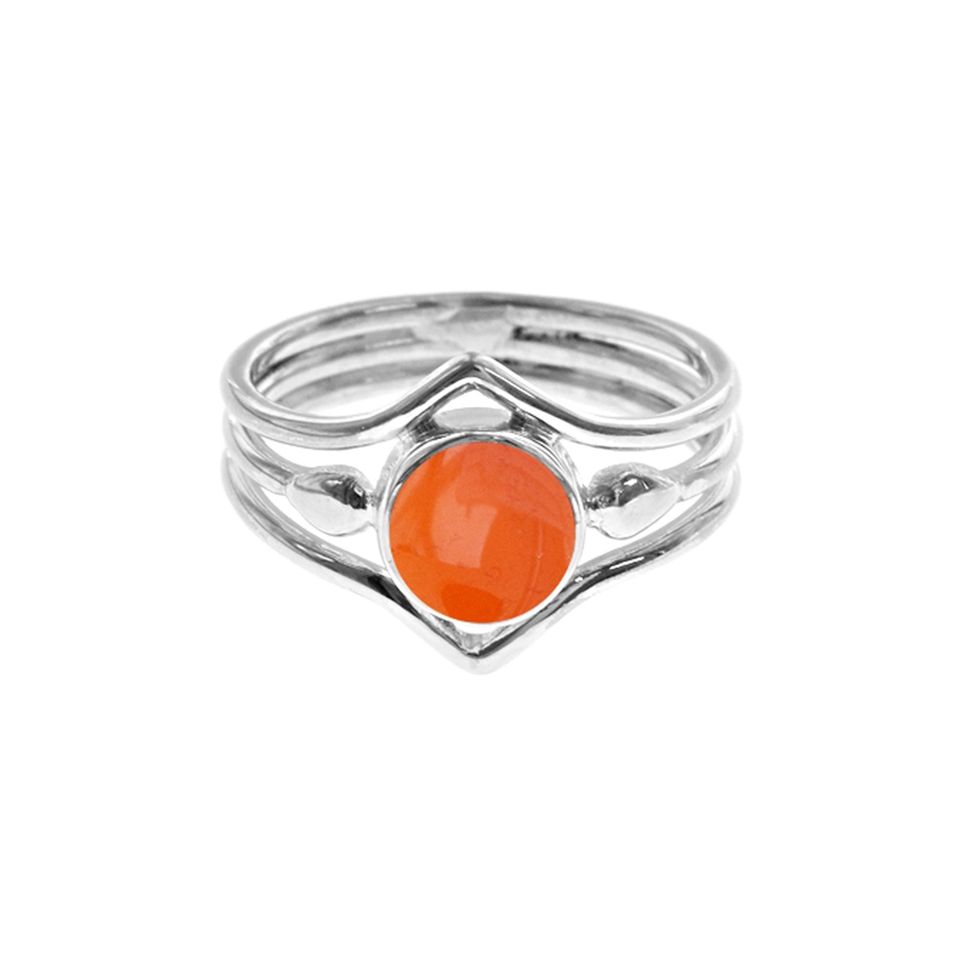 Ivy tri-band opposing chevrons carnelian ring