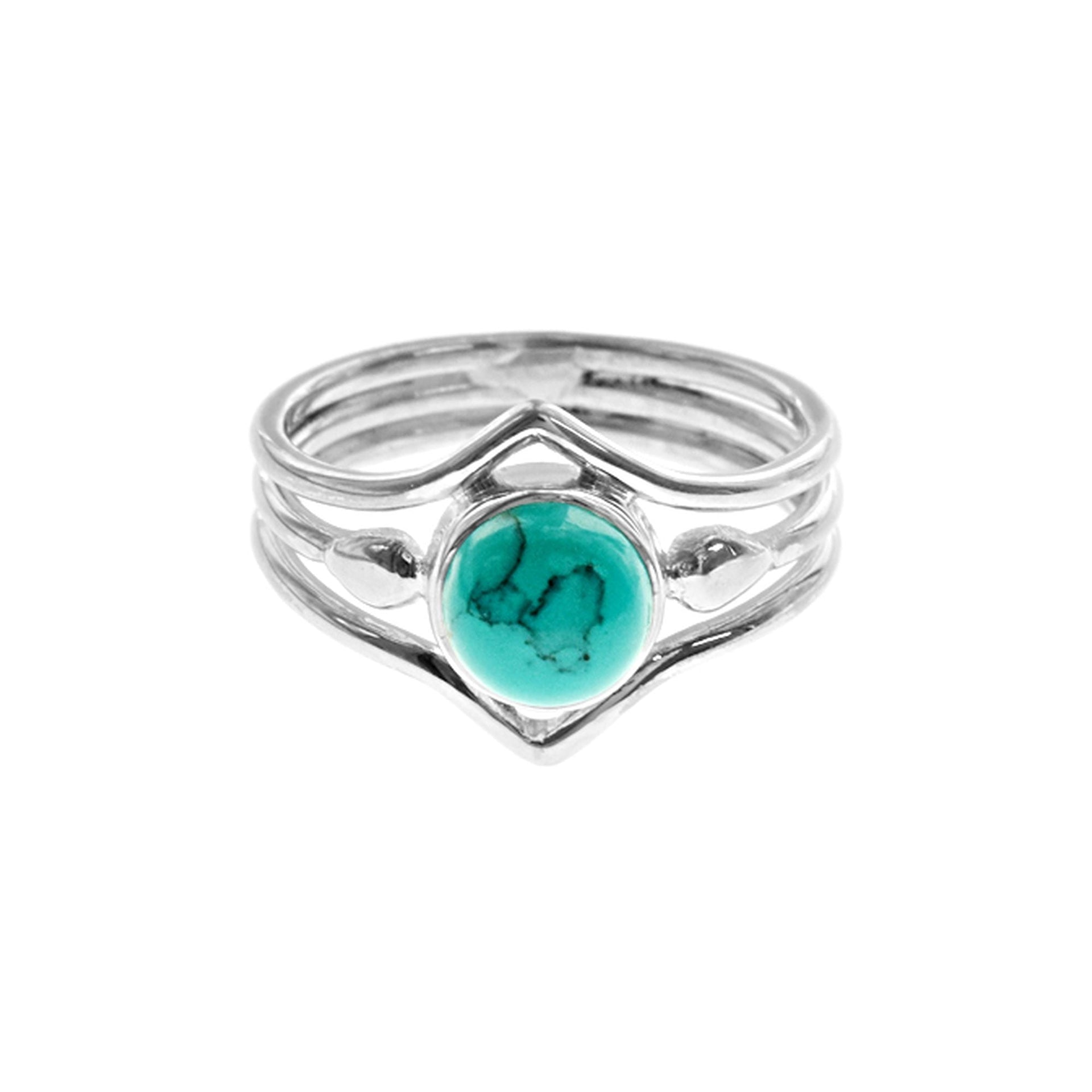 Ivy tri-band opposing chevrons turquoise ring