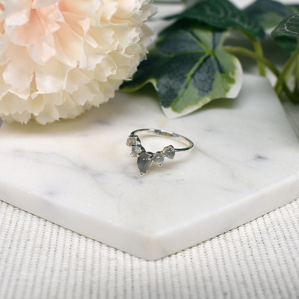 Lola labradorite wishbone ring
