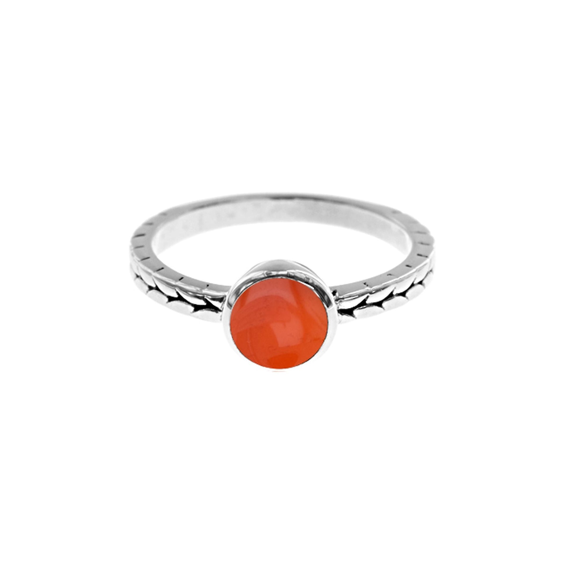 Lola round carnelian plaited shank ring