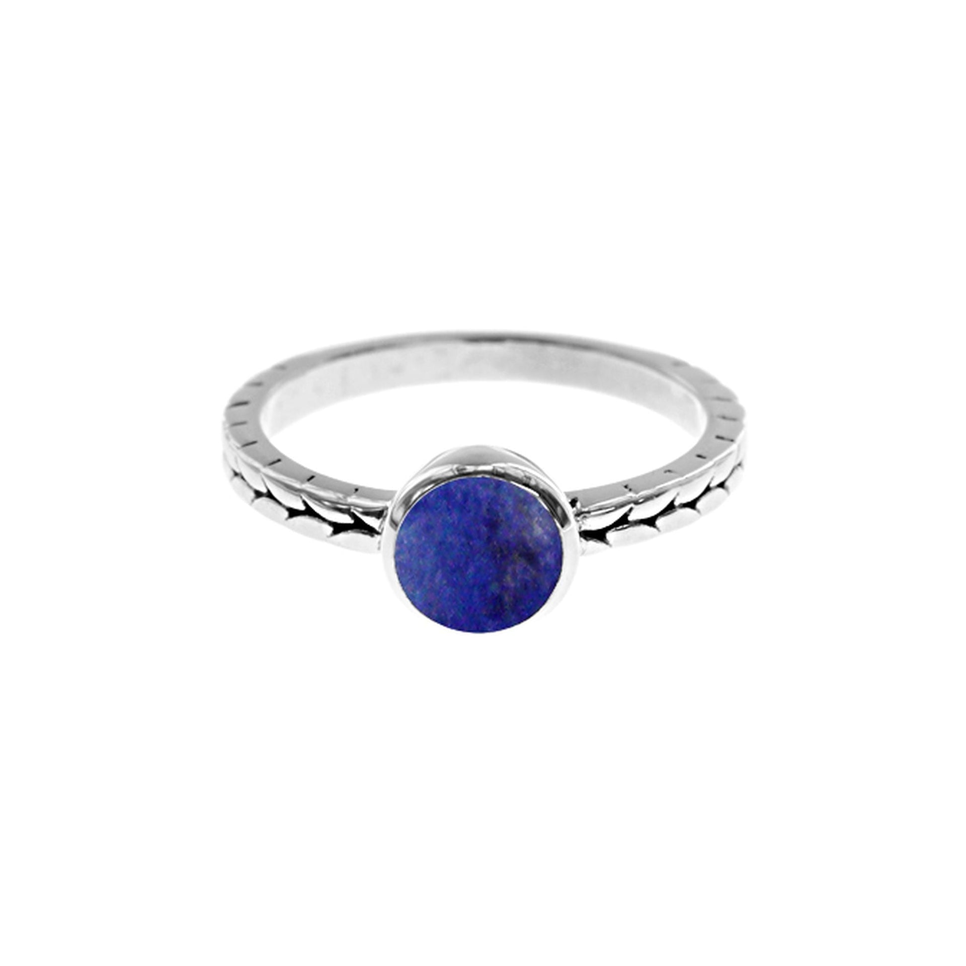 Lola round lapis lazuli plaited shank ring