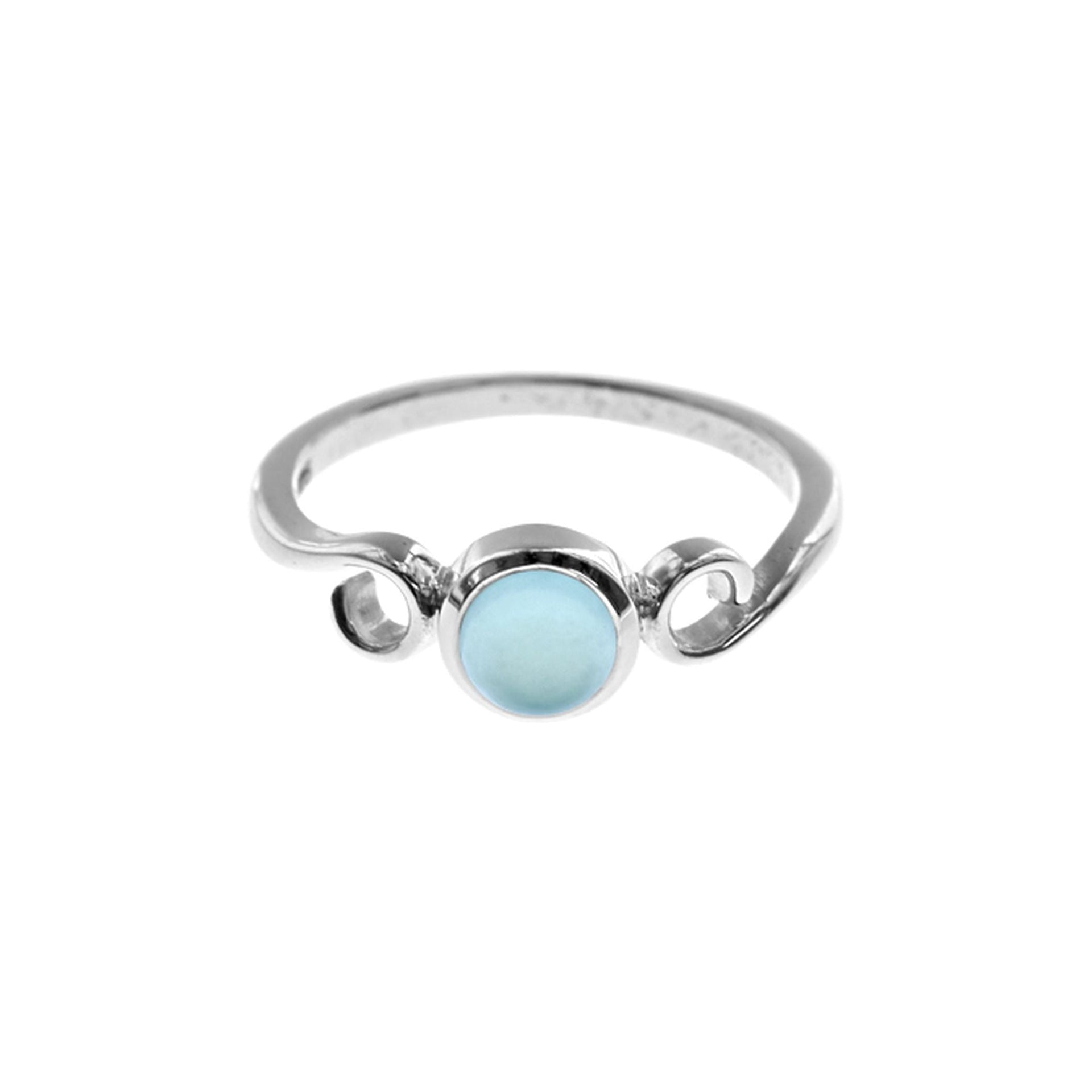 Amy blue chalcedony with swirl detail ring