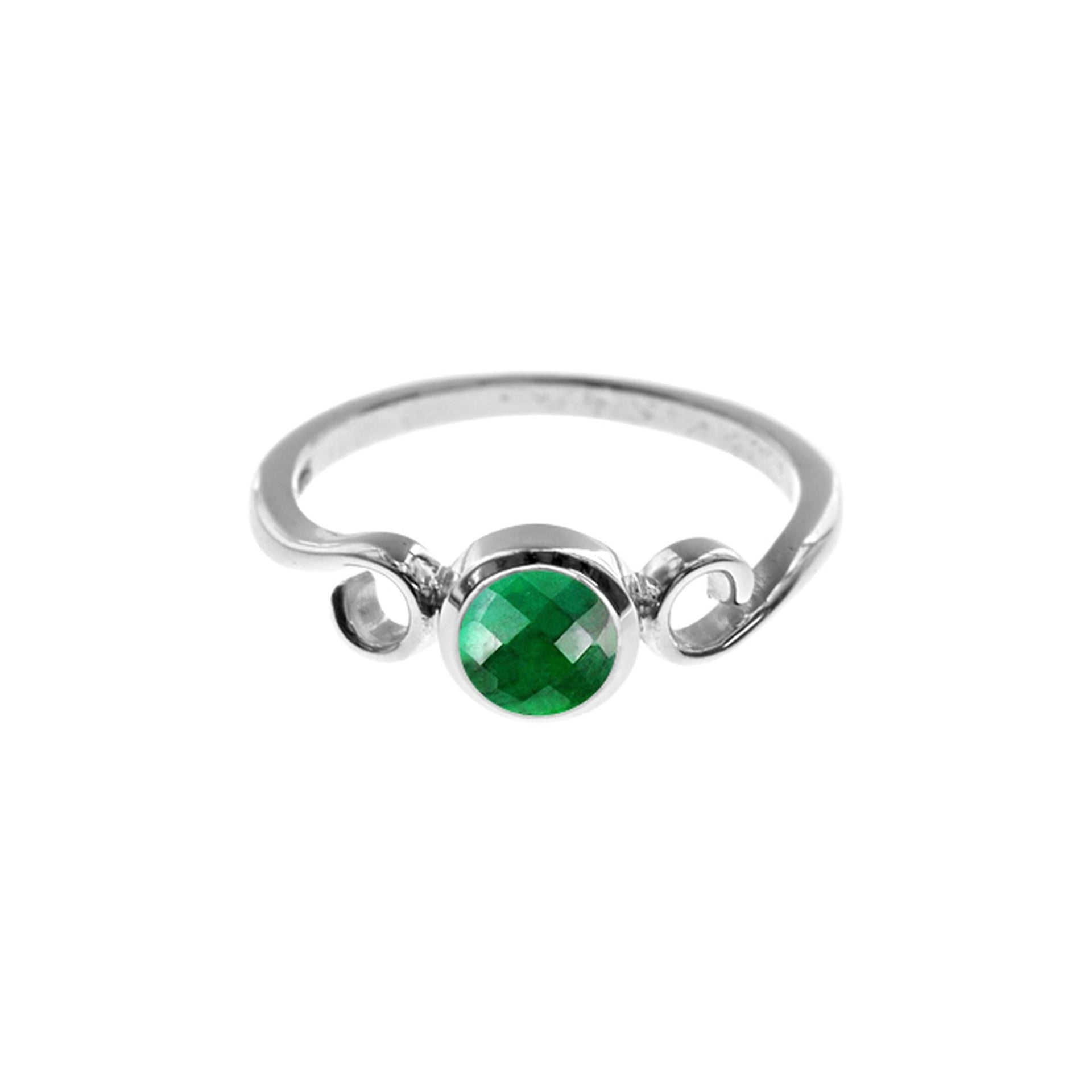 Amy emerald quartz with swirl detail ring