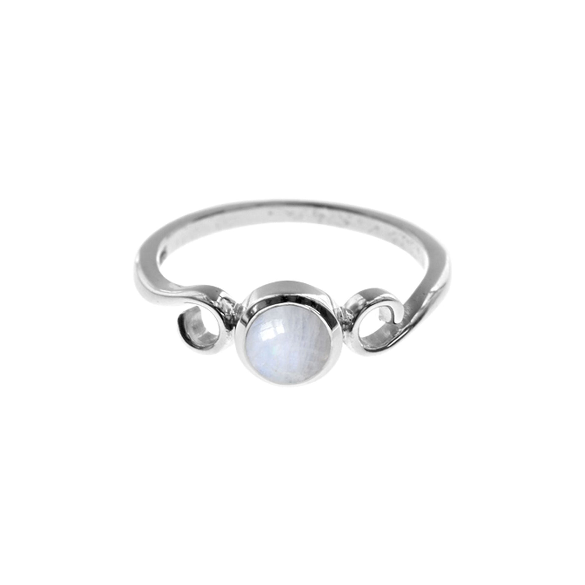 Amy rainbow moonstone with swirl detail ring