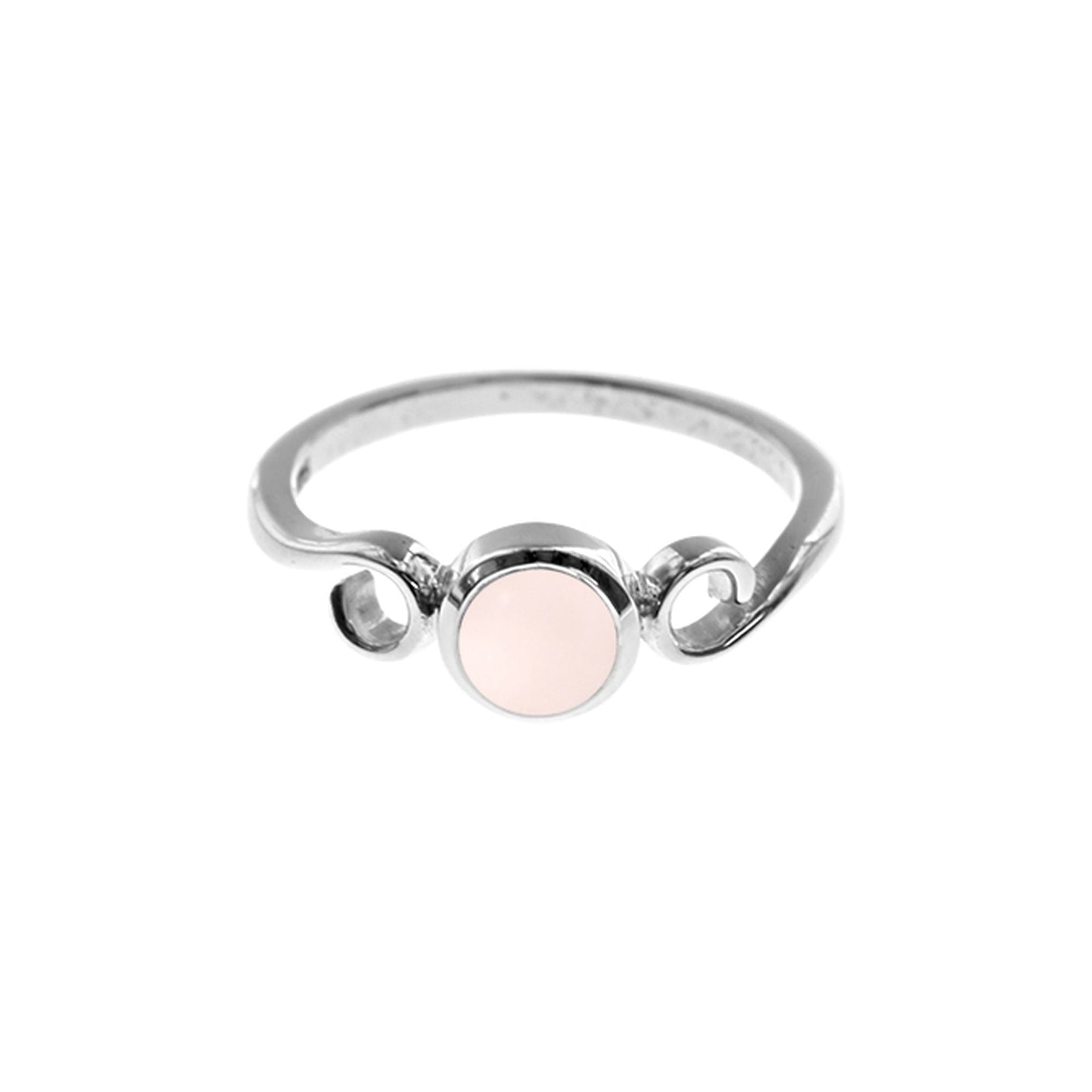 Amy rose quartz with swirl detail ring