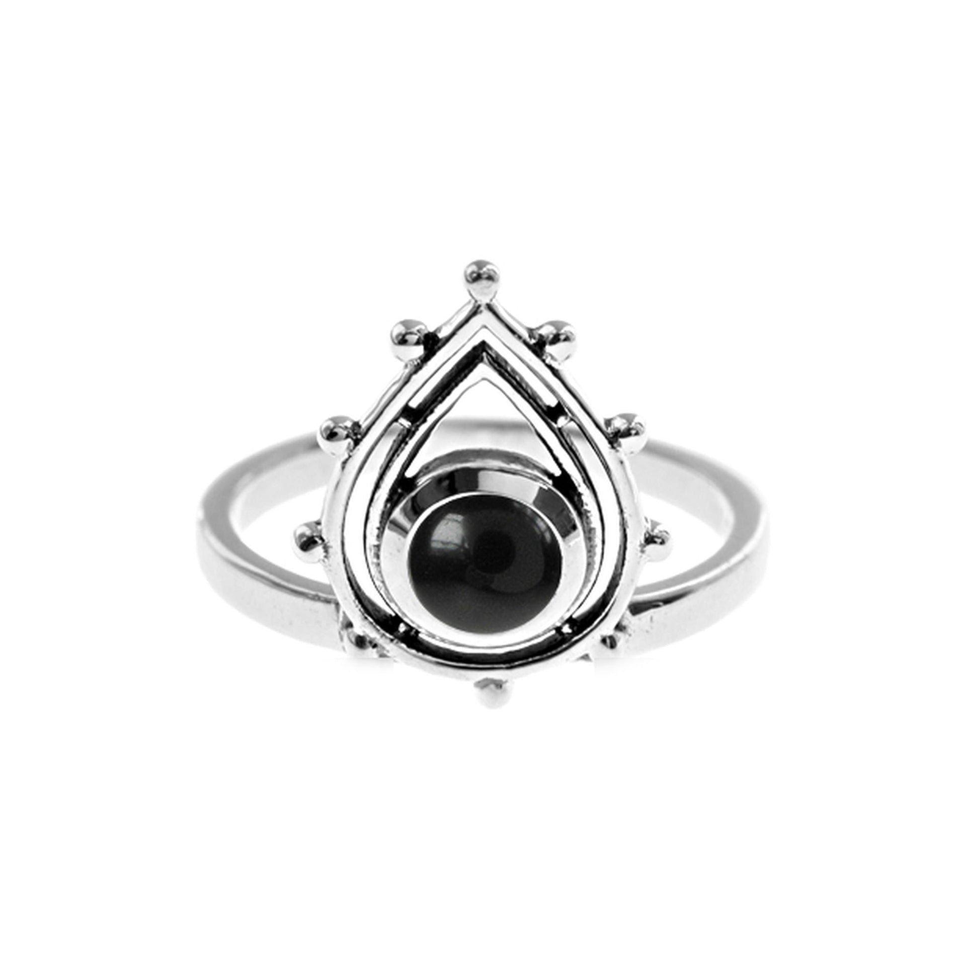 Betsy black onyx tribal surround ring