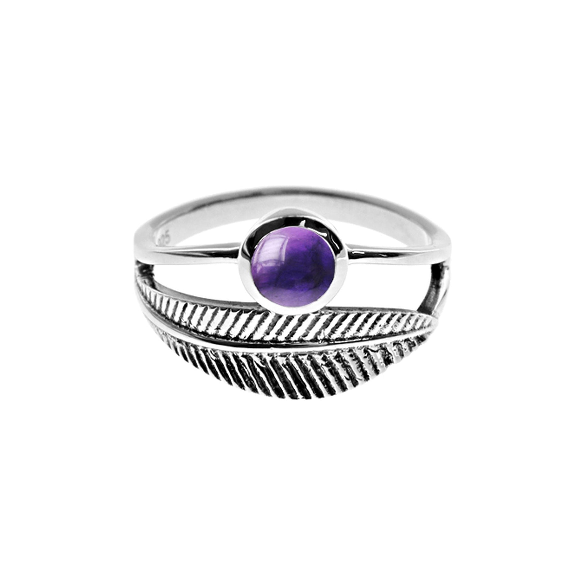 Catalina amethyst wrapped feather ring