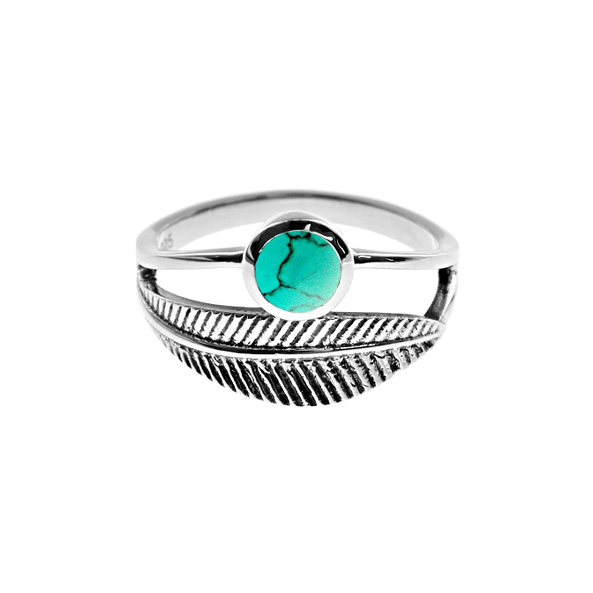 Catalina turquoise with wrapped feather ring
