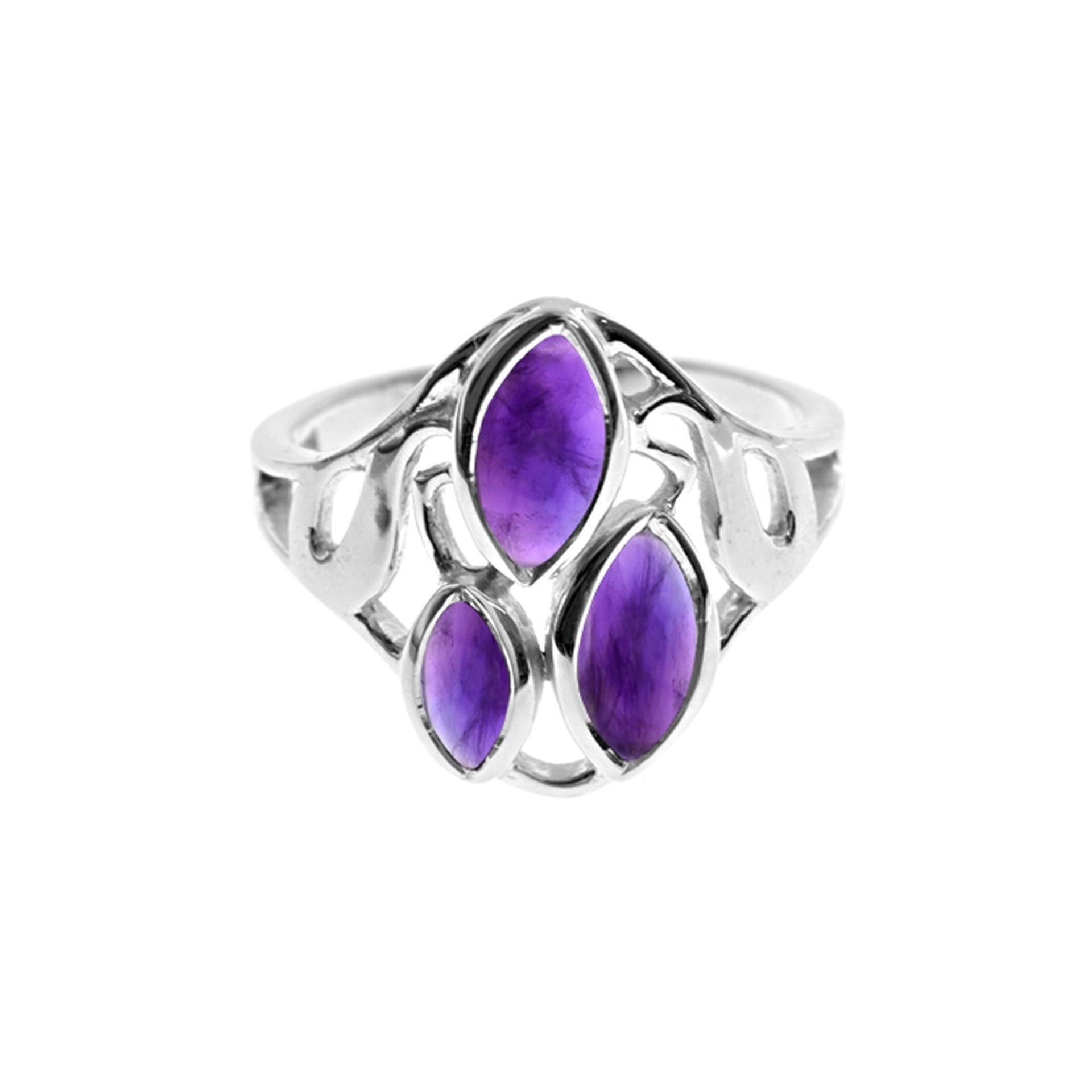 Lola triple marquis amethyst filigree ring