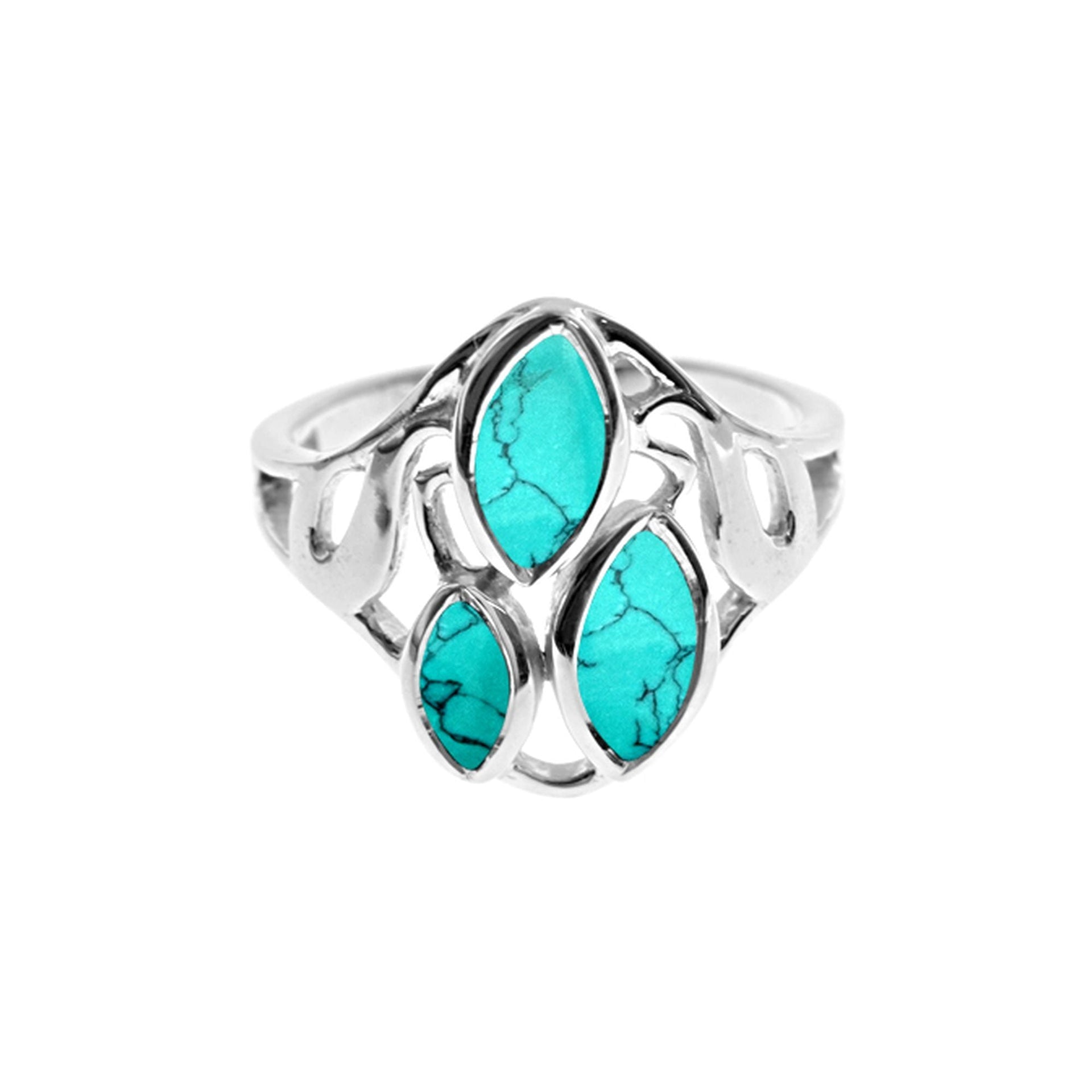 Lola triple marquis turquoise filigree ring