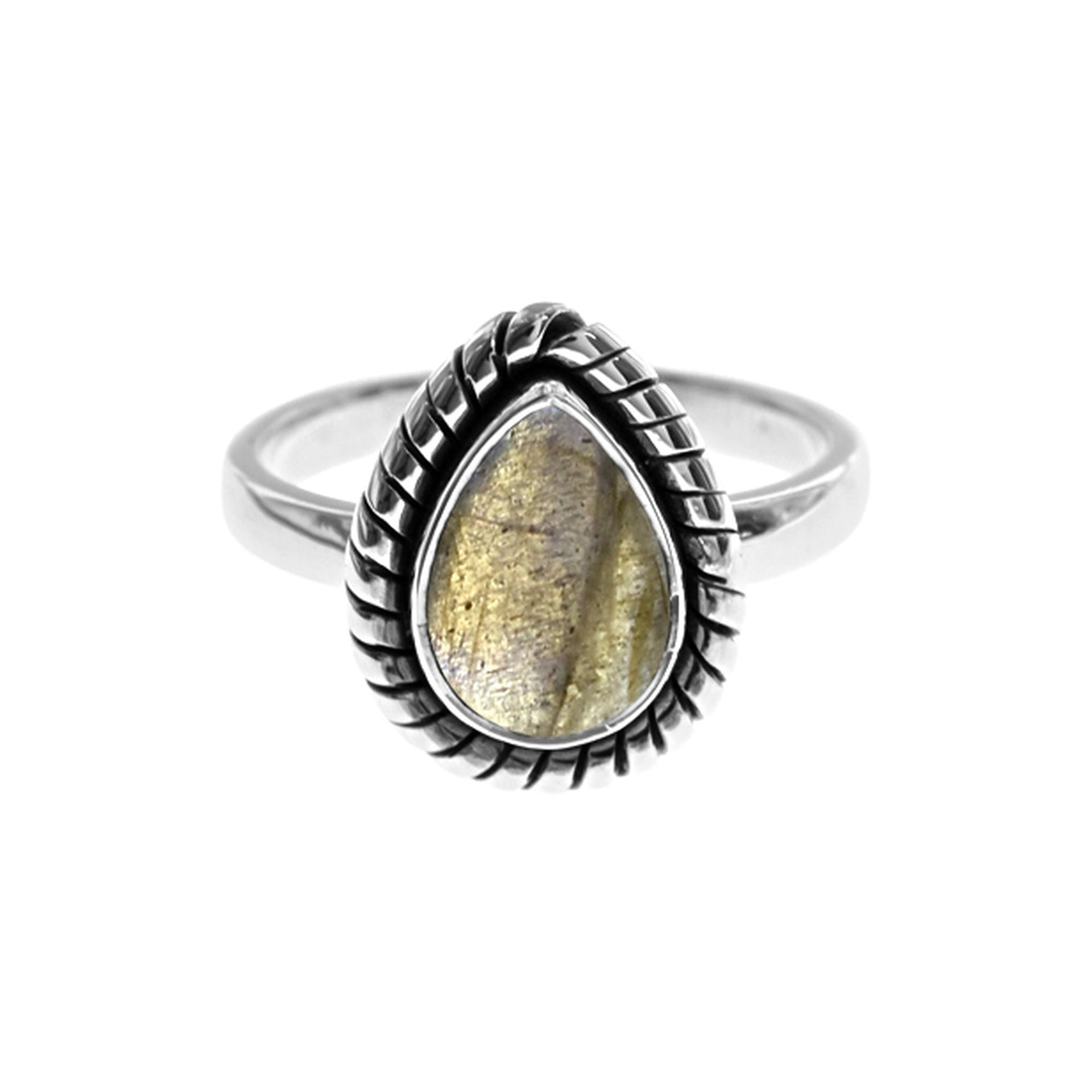 Betsy teardrop labradorite rope ring