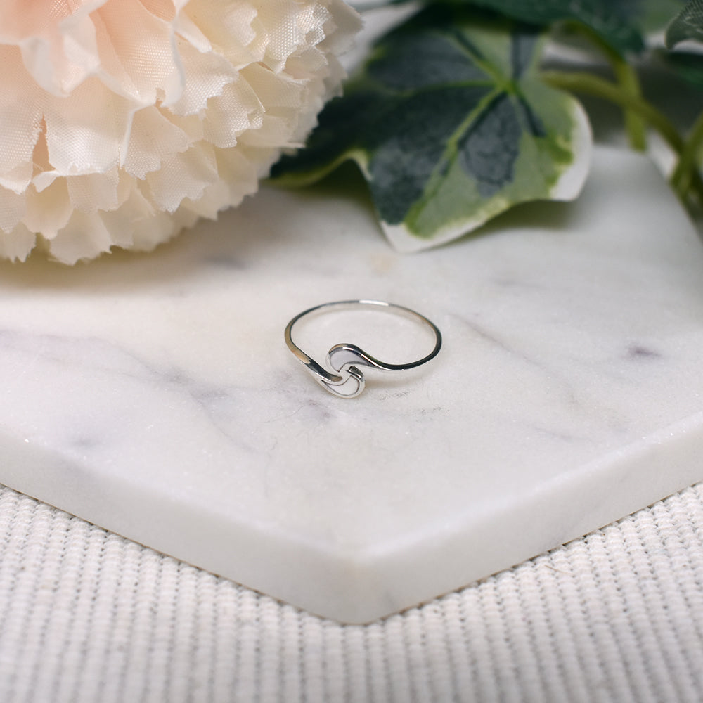 Bronwen double wave mother of pearl ring