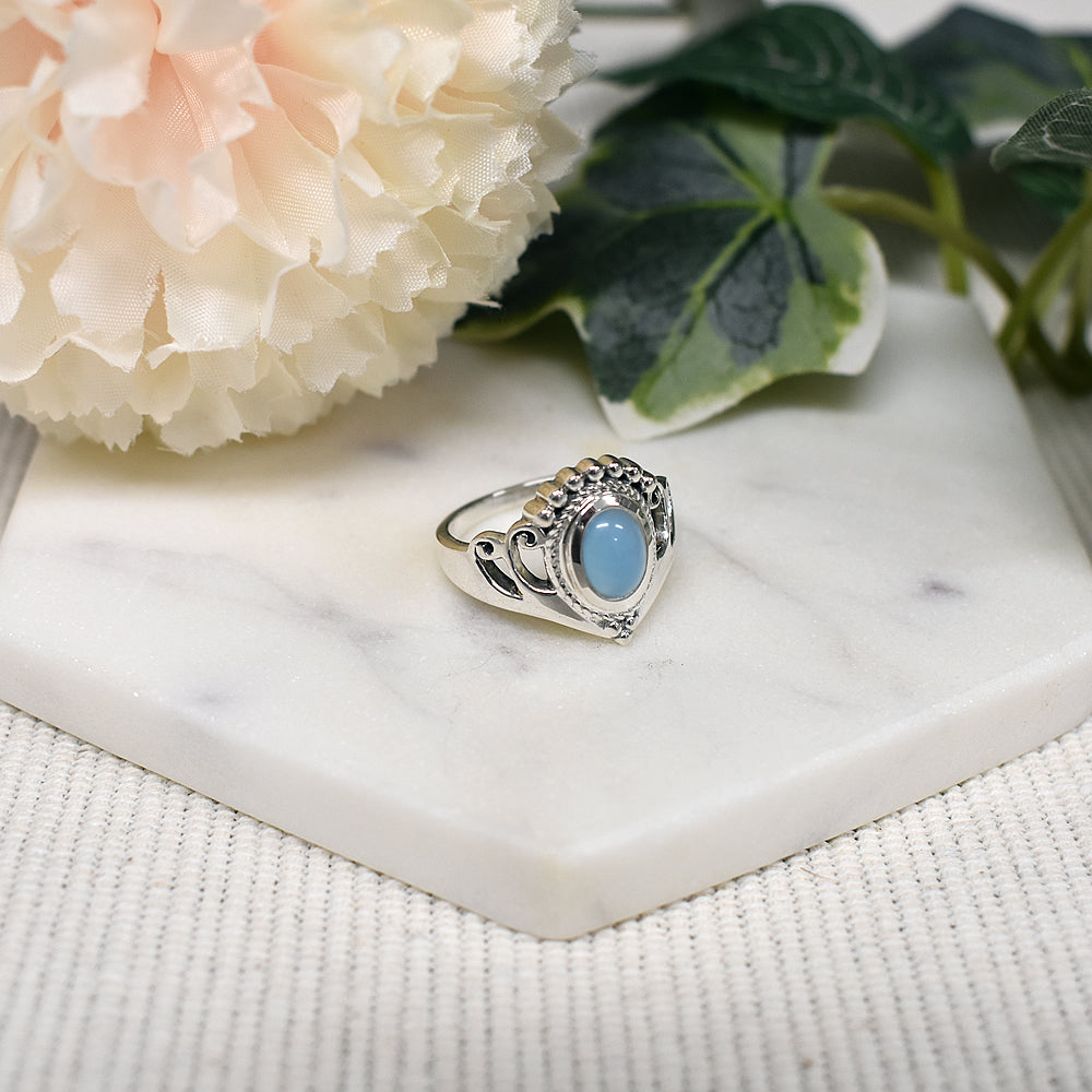 Catalina tribal chevron blue chalcedony ring