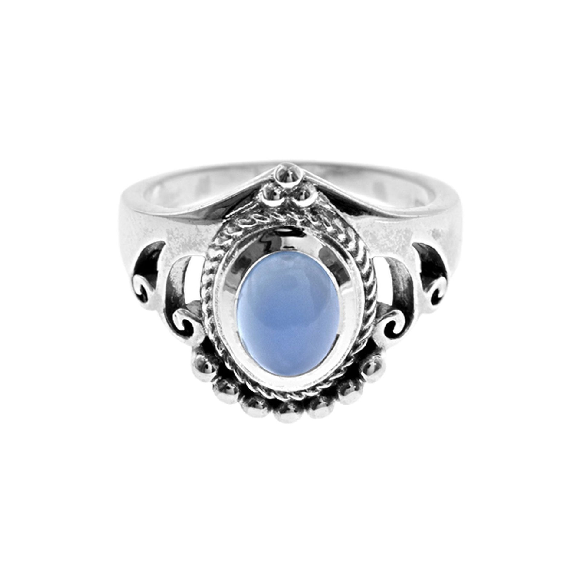 Catalina tribal chevron blue chalcedony ring
