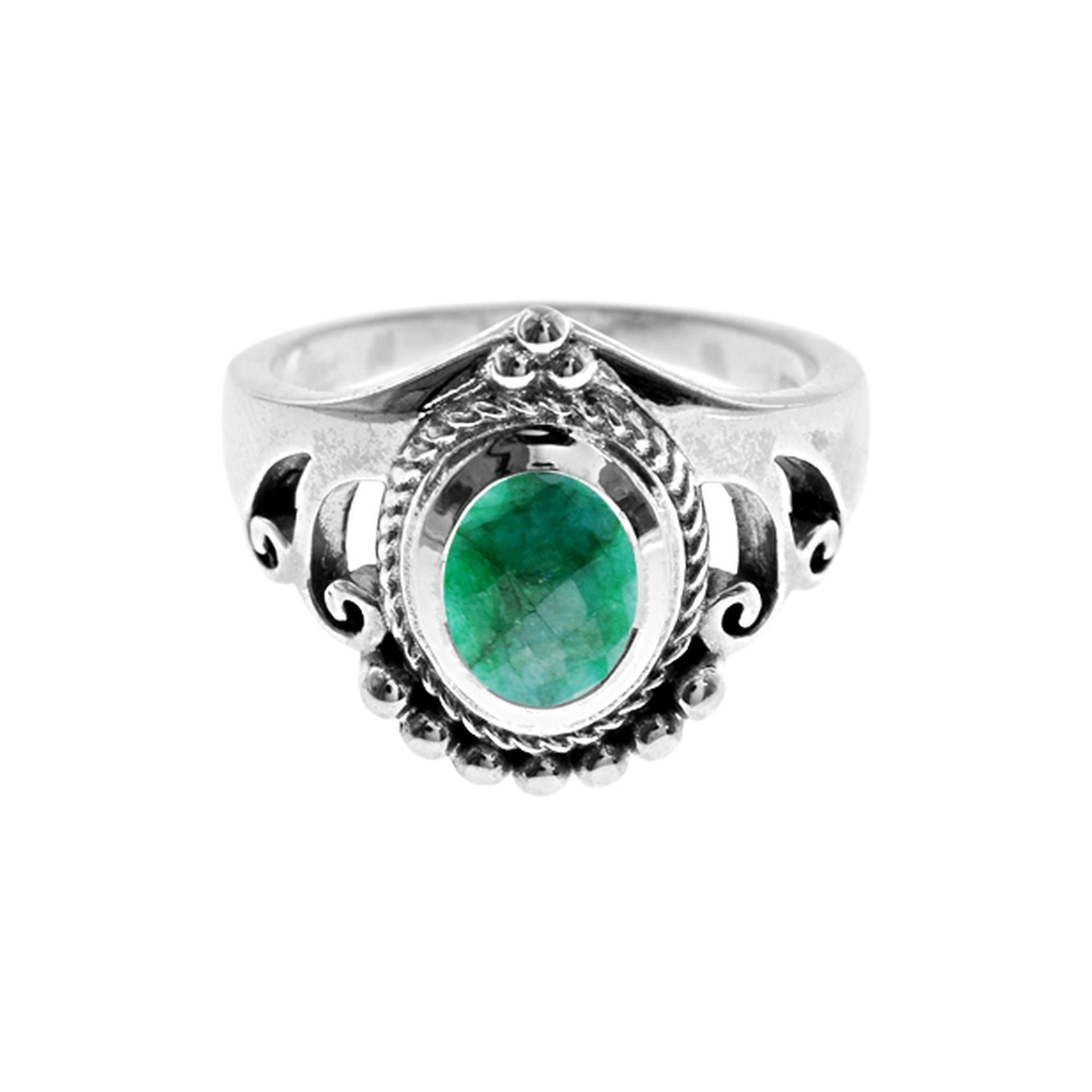 Catalina tribal chevron emerald quartz ring