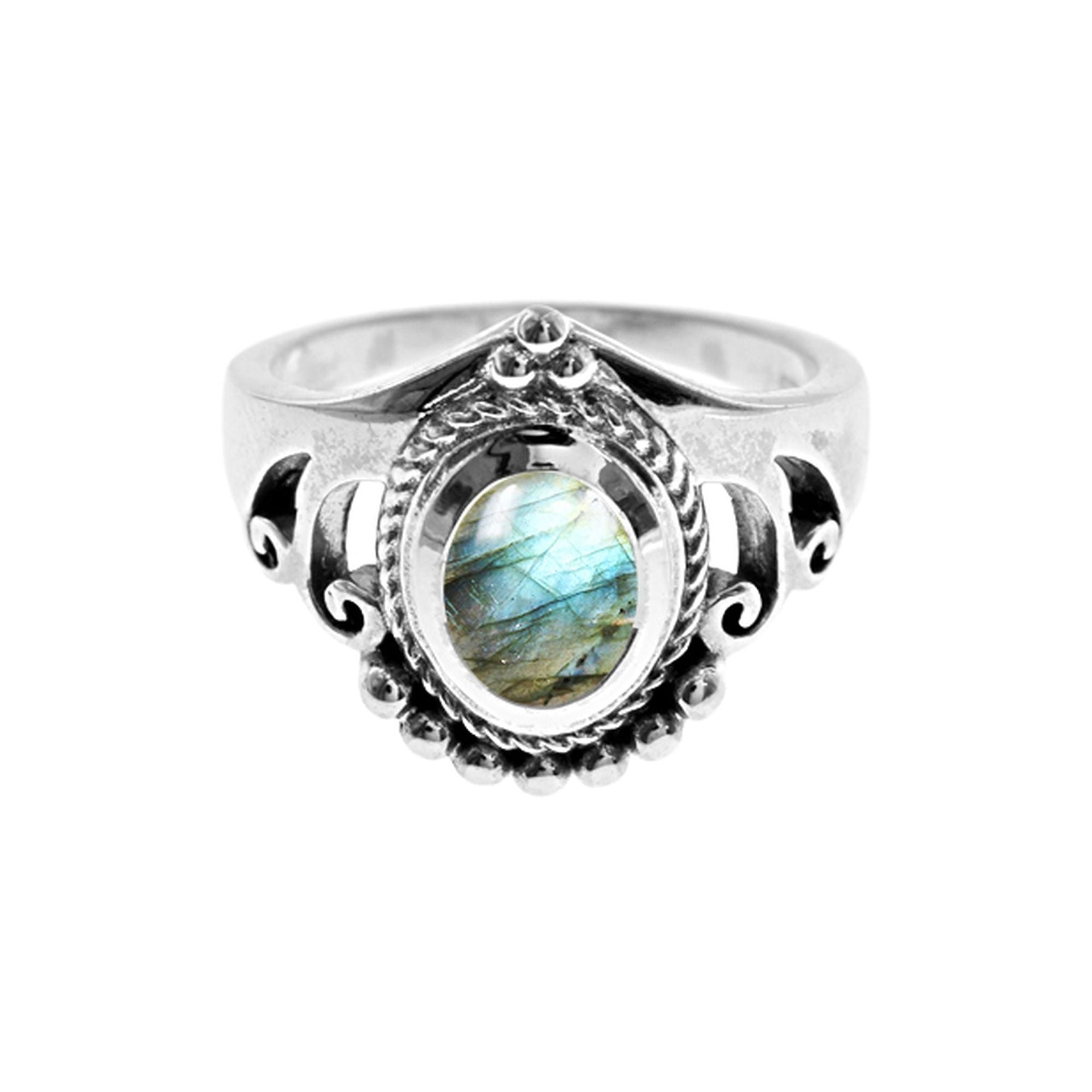 Catalina tribal chevron labradorite ring