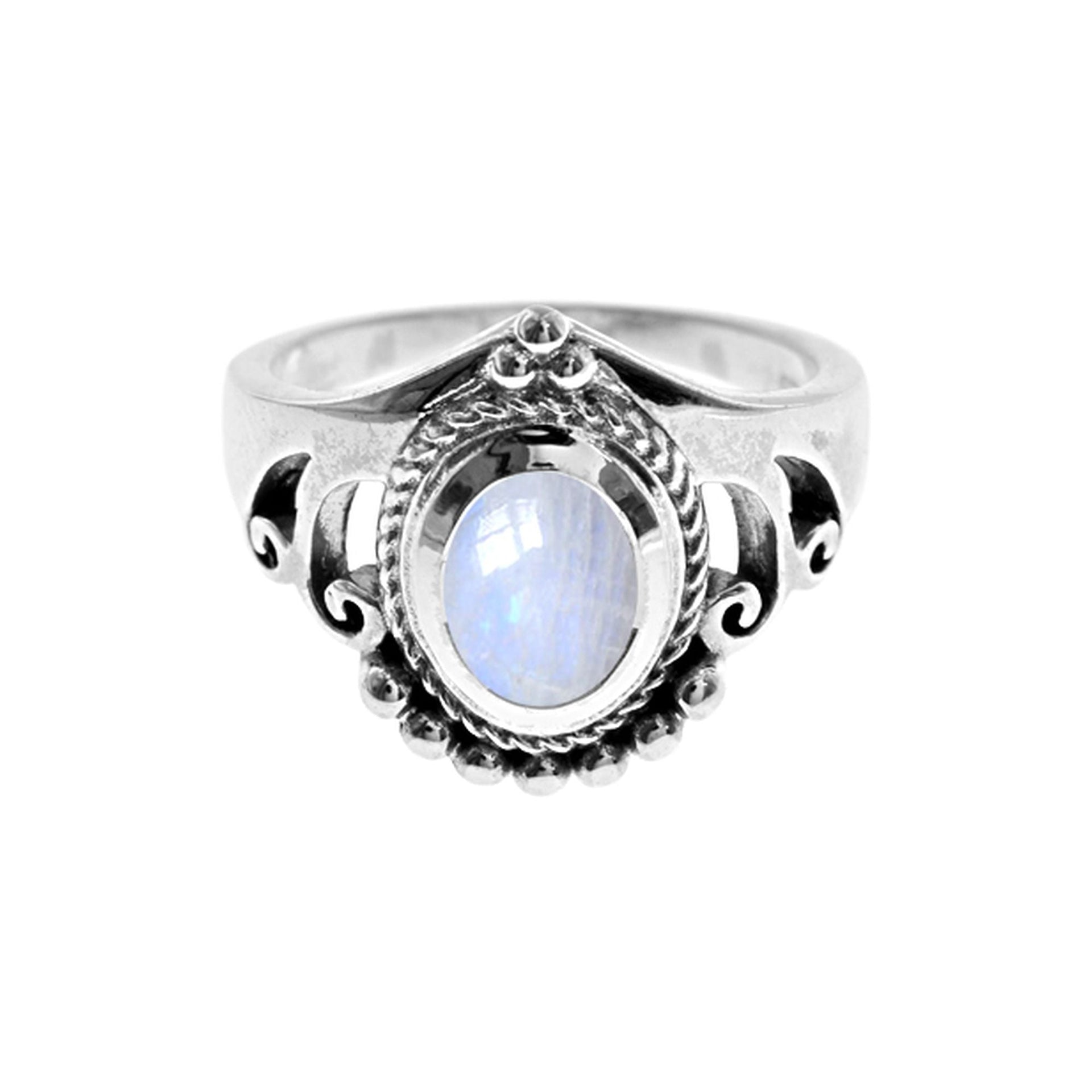 Catalina tribal chevron rainbow moonstone ring