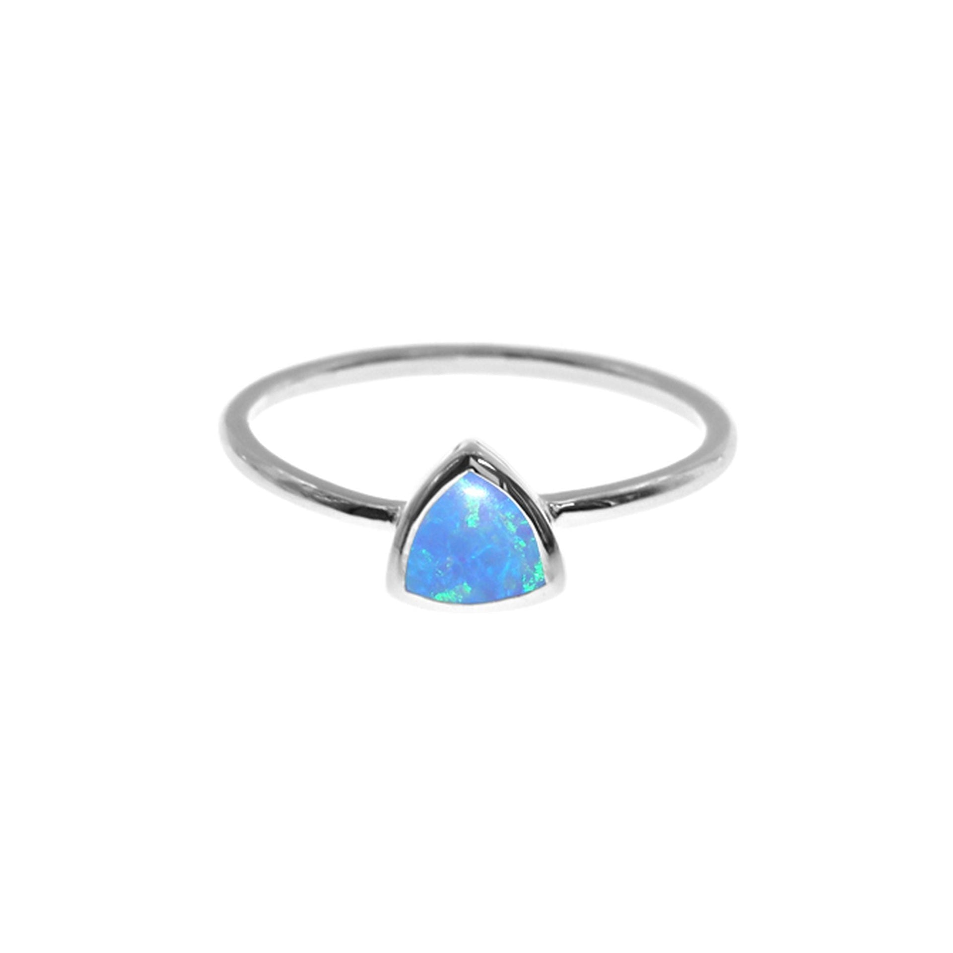 Angelica trillion-cut blue opalique ring