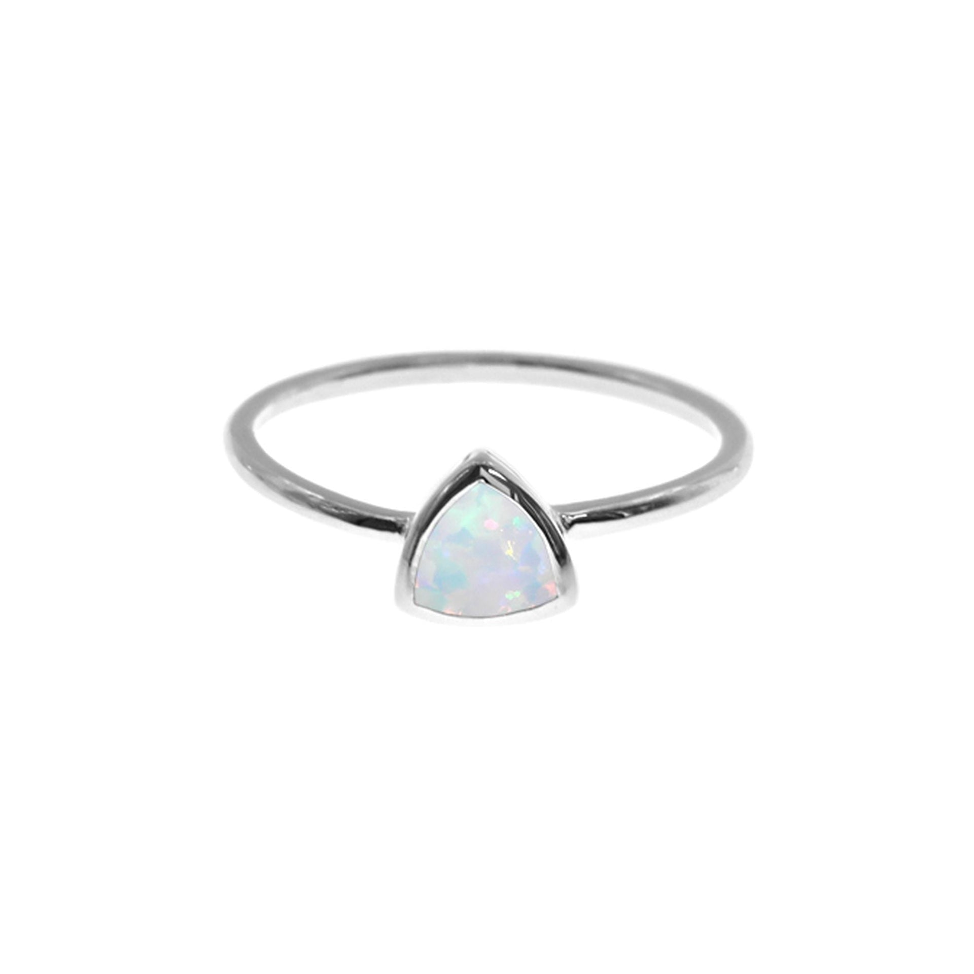 Angelica trillion-cut white opalique ring