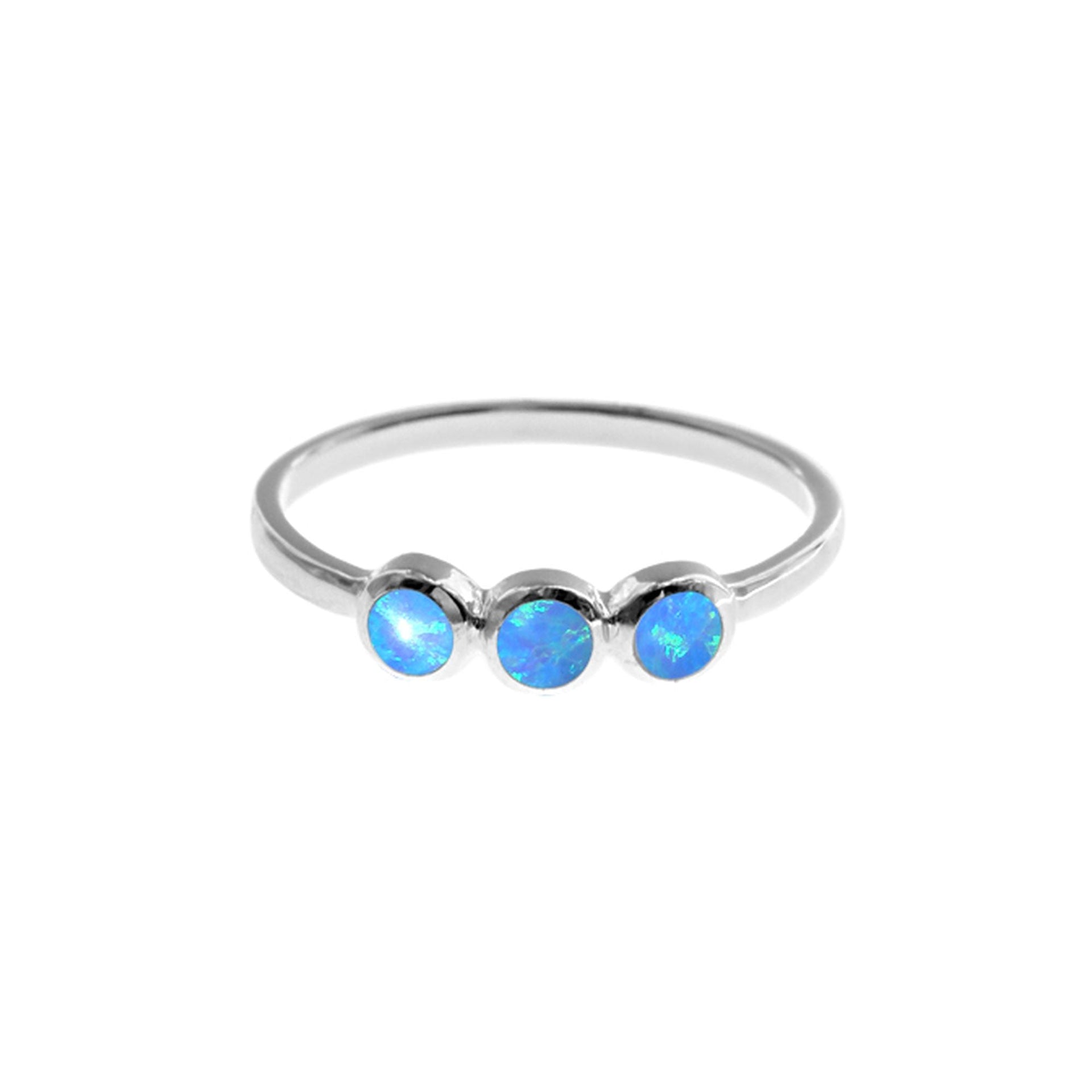 Angelica triple round blue opalique ring