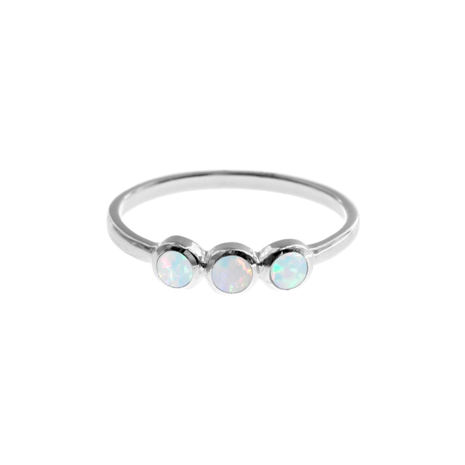 Angelica triple round white opalique ring