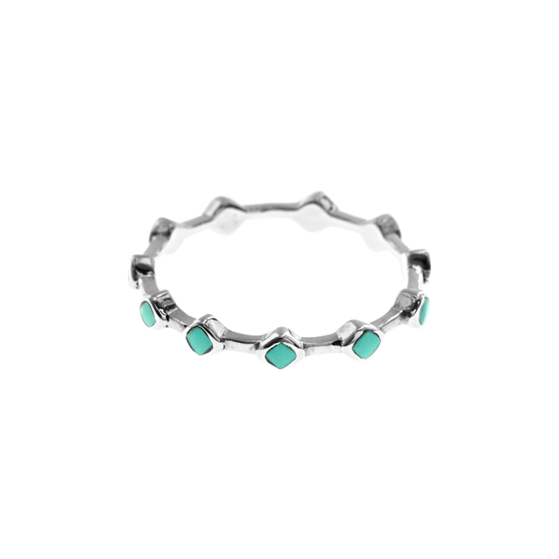 Bronwen linked round turquoise band ring