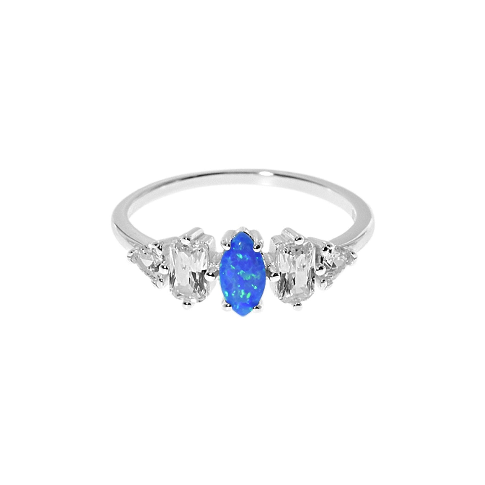 Bethan marquis blue opalique with multi-shape CZ ring