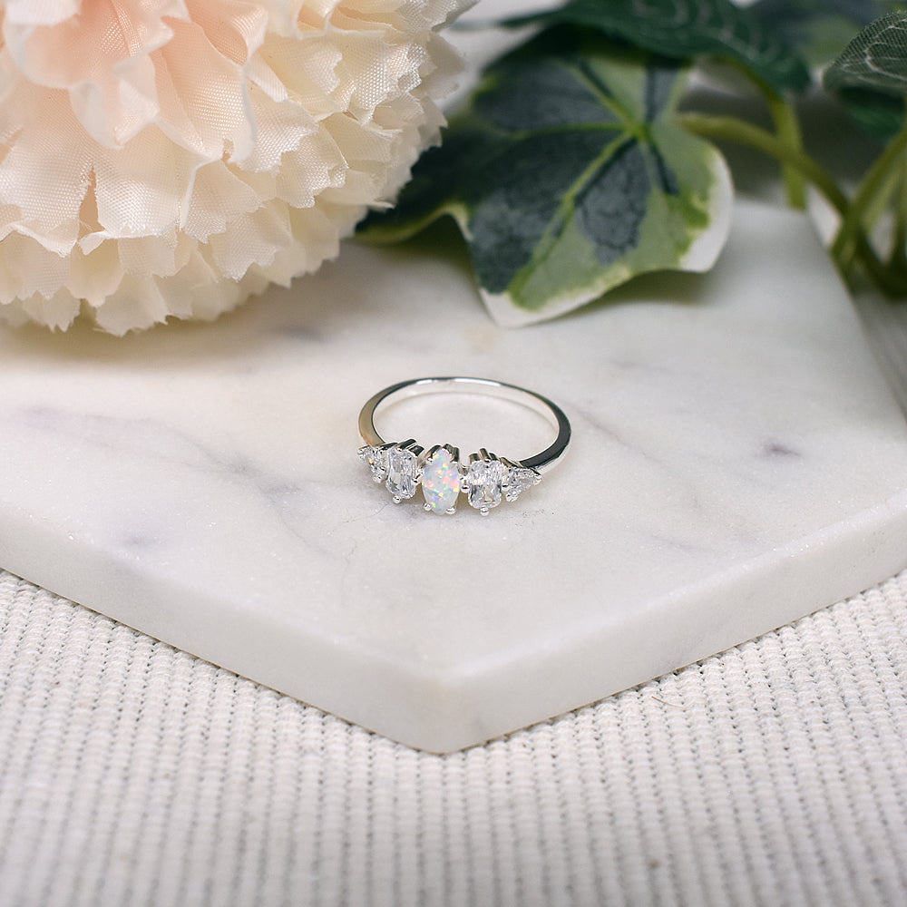 Bethan marquis white opalique with multi-shape CZ ring