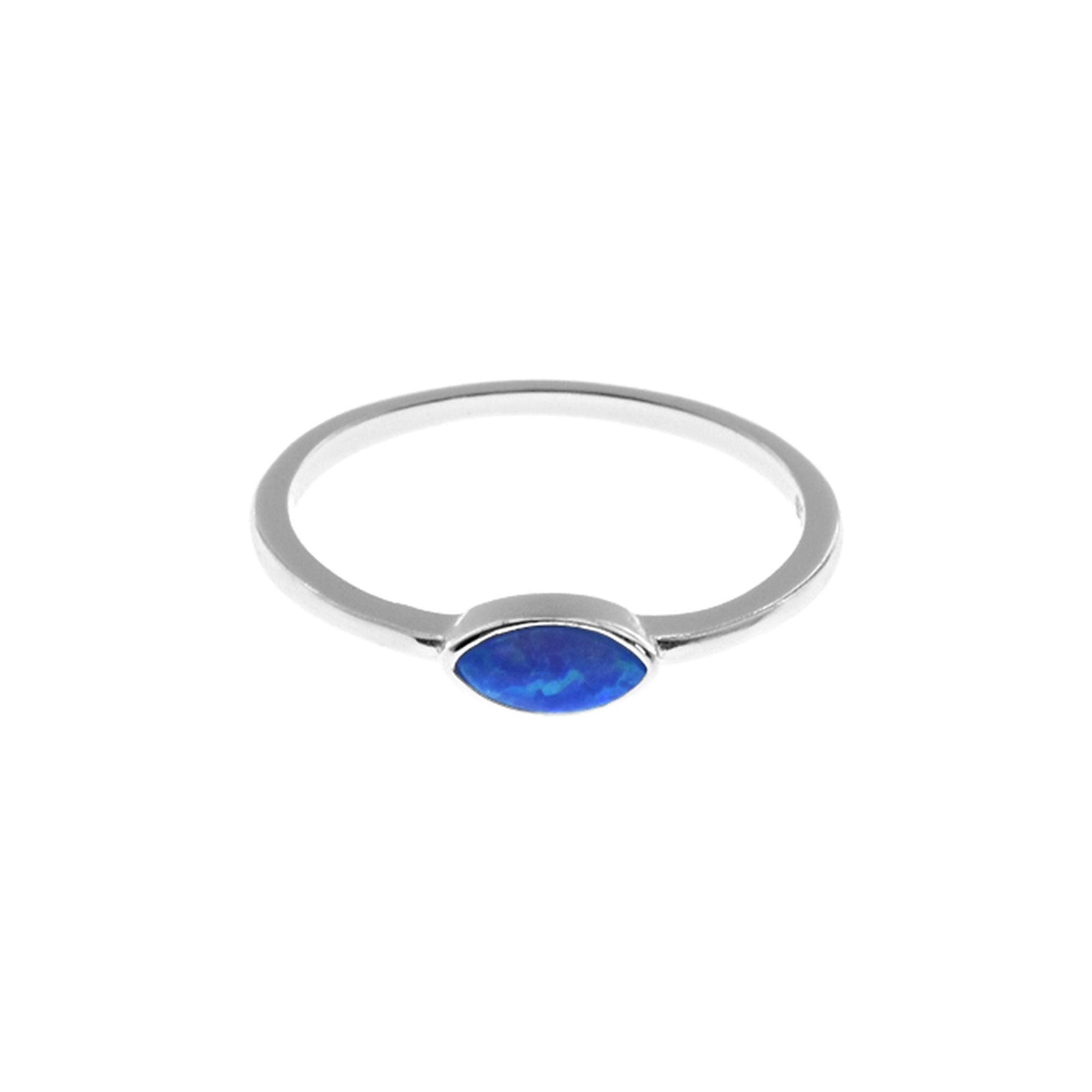 Diana horizontal set marquis blue opalique ring