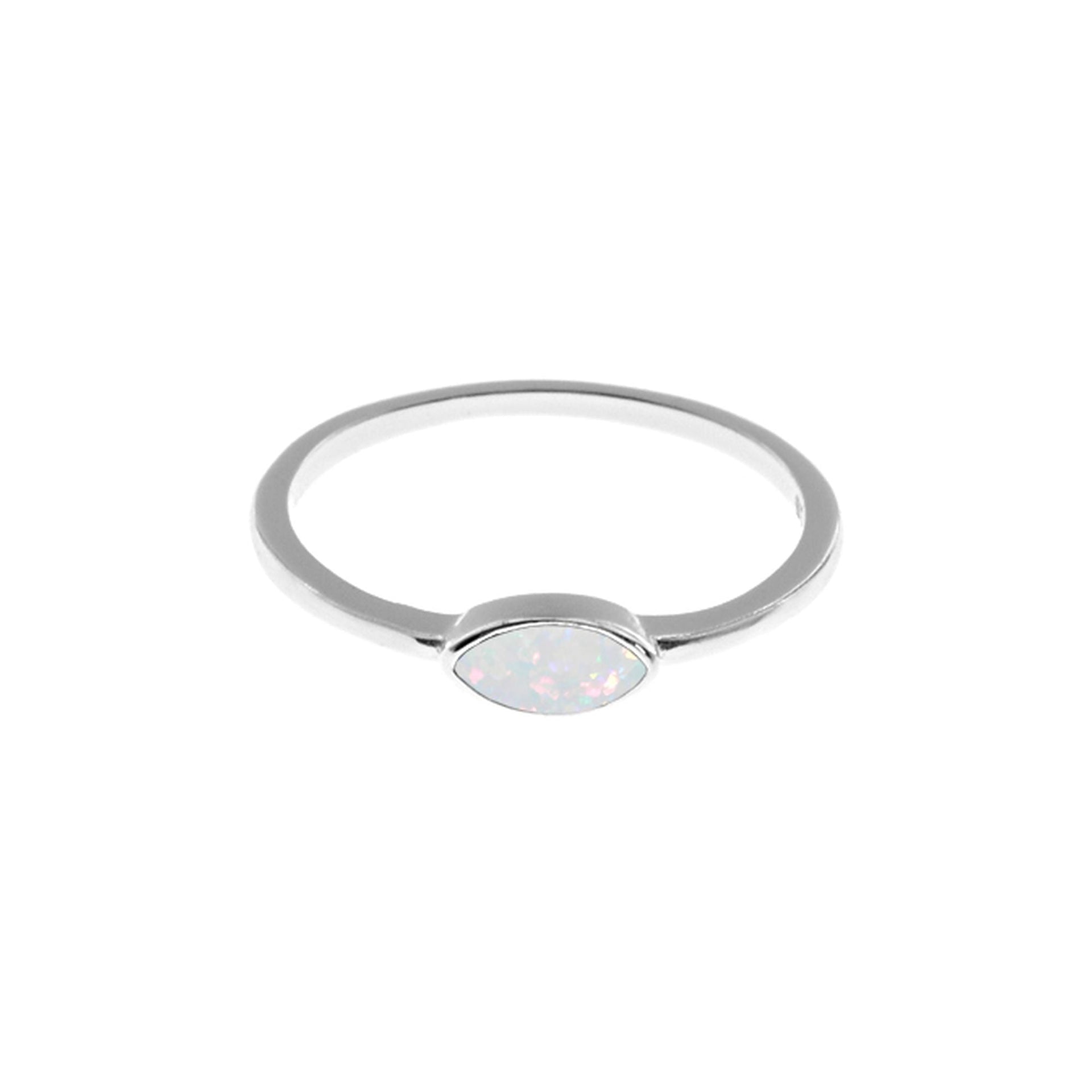 Diana horizontal set marquis white opalique ring