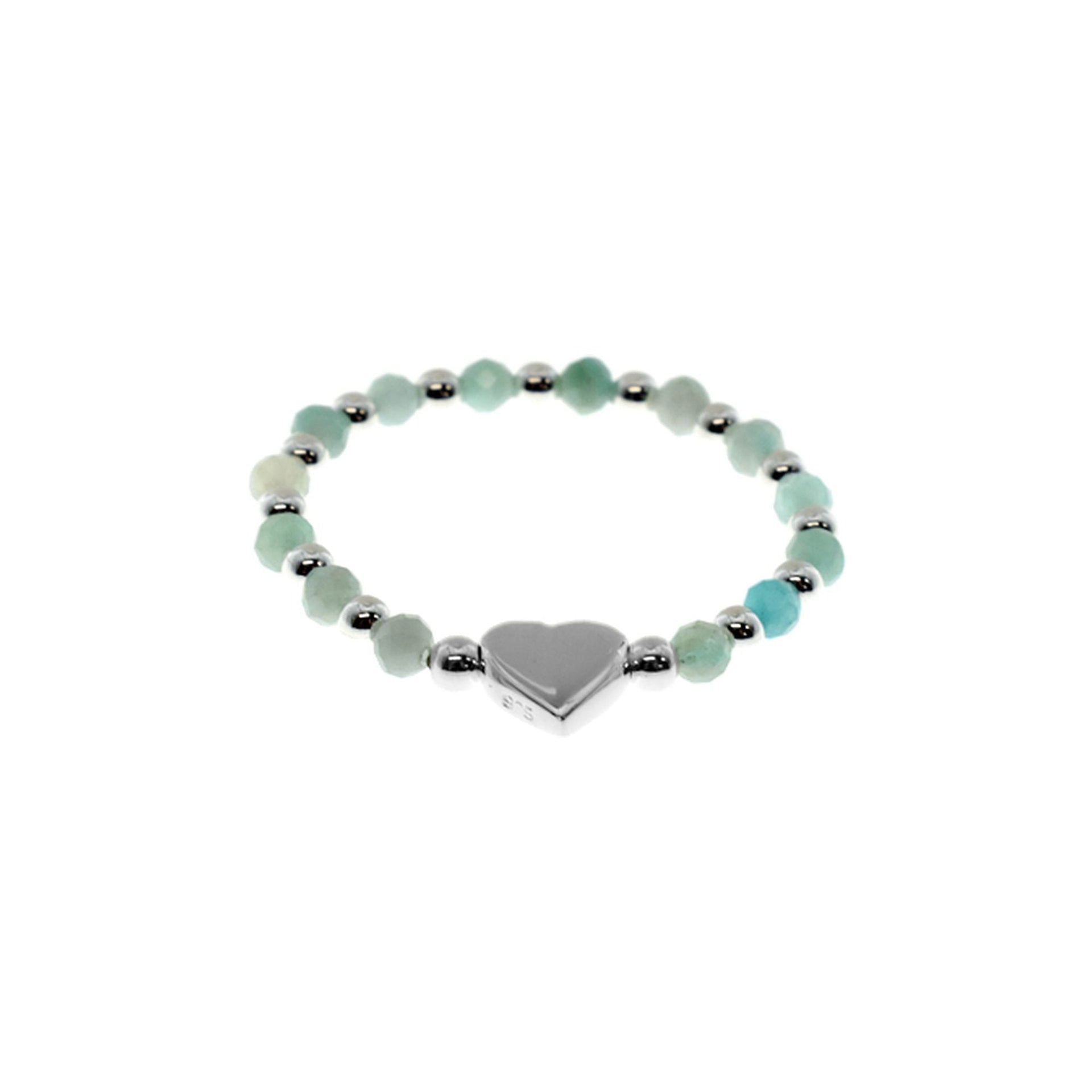 Sophia beaded amazonite & heart stretch ring