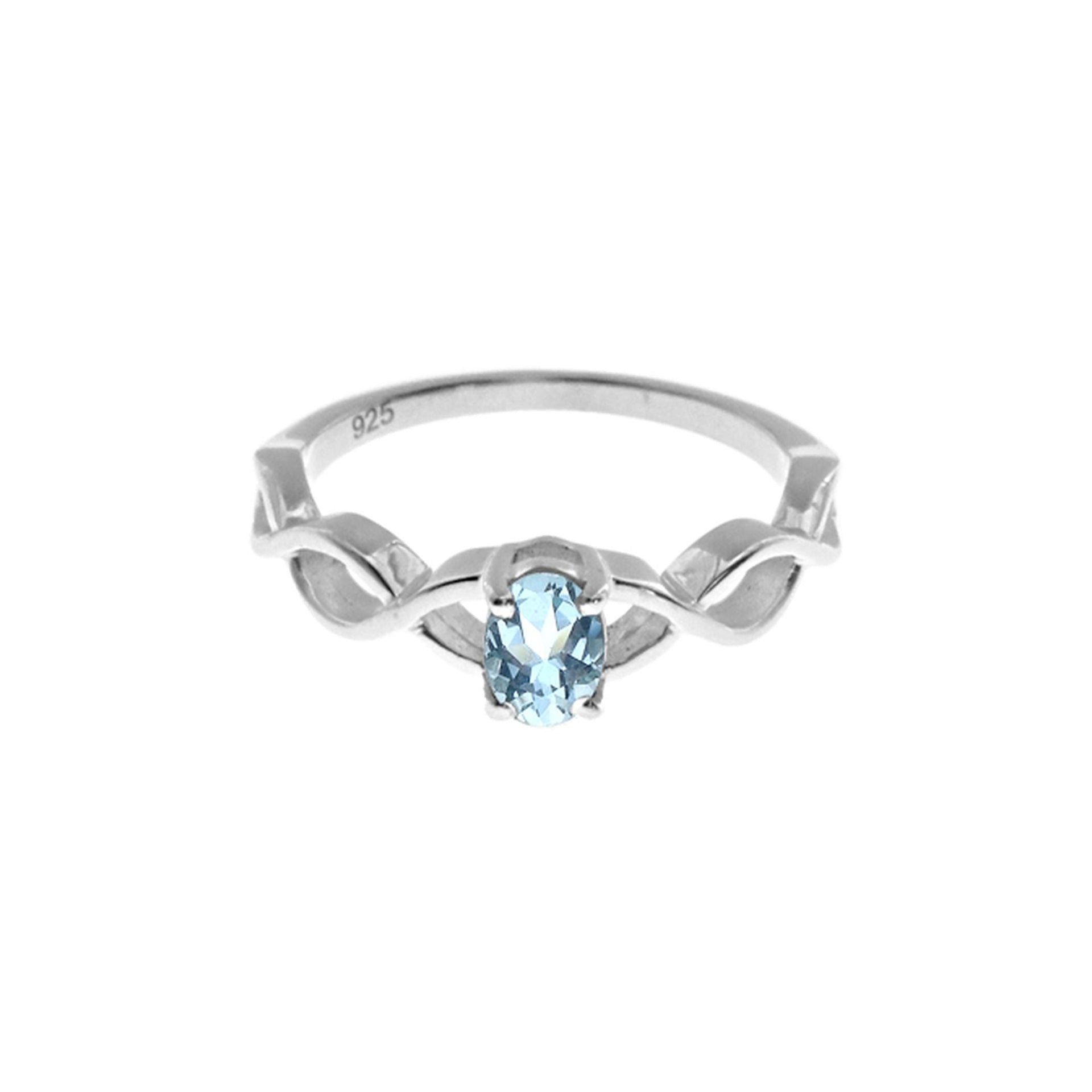 Kara oval blue topaz woven shank ring