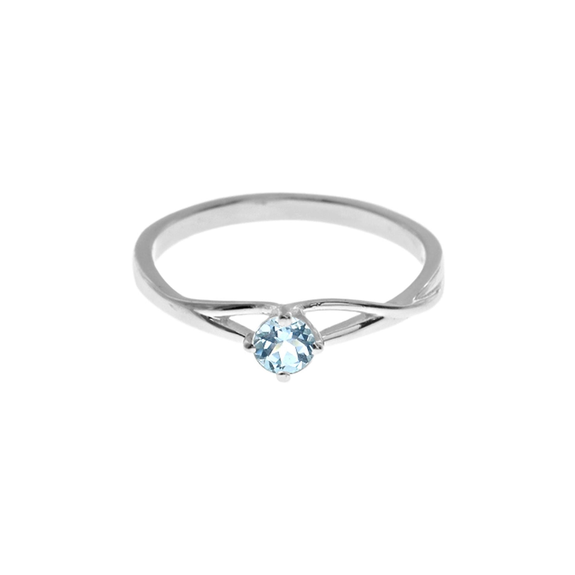 Kara dainty blue topaz split shank ring