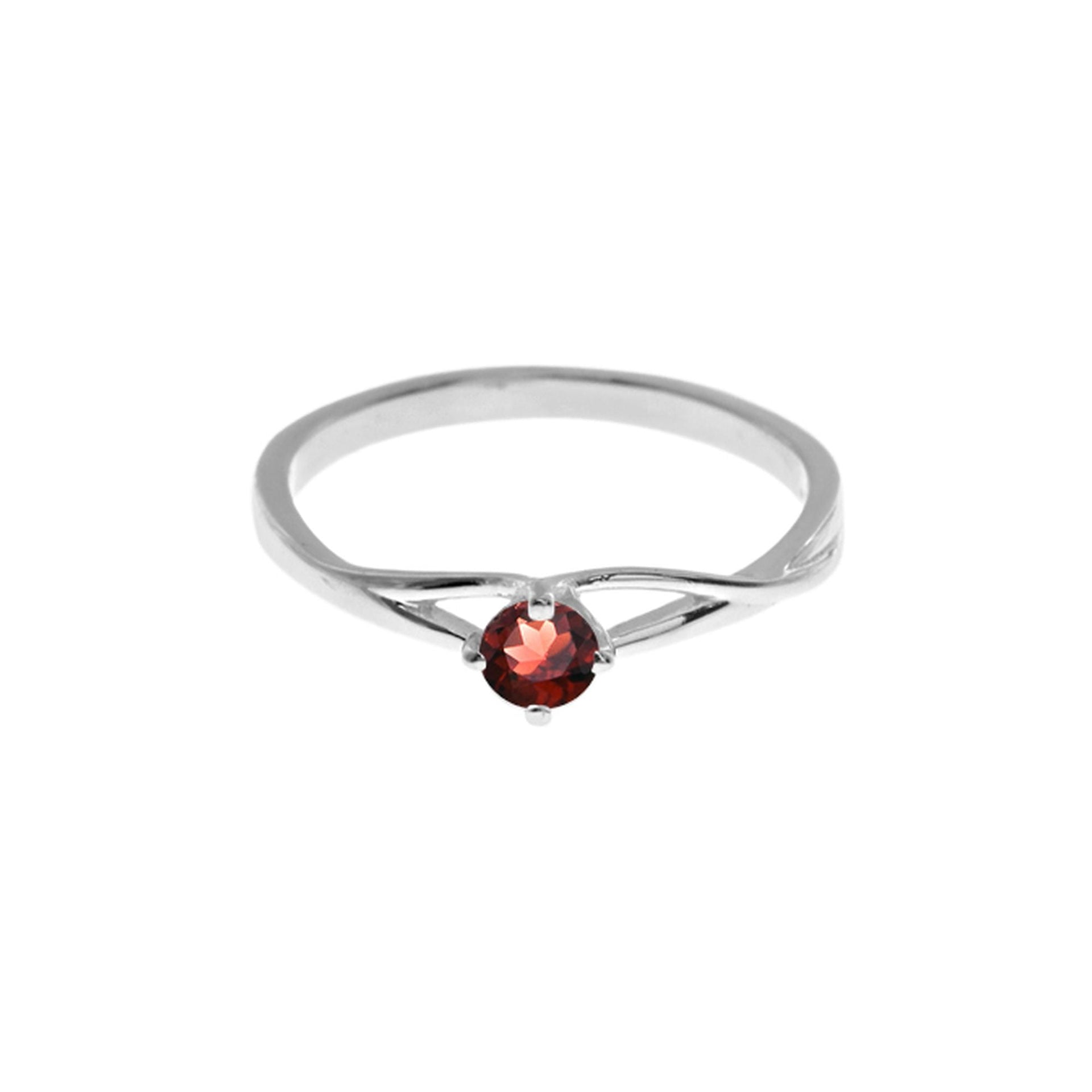 Kara dainty faceted garnet split shank ring