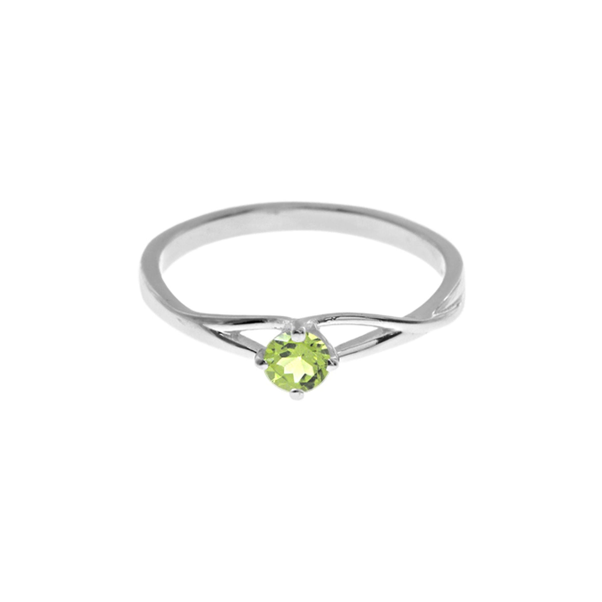 Kara dainty faceted peridot split shank ring