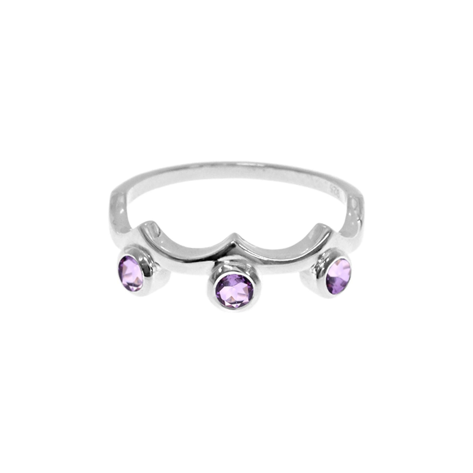 Amy triple amethyst facet wave ring