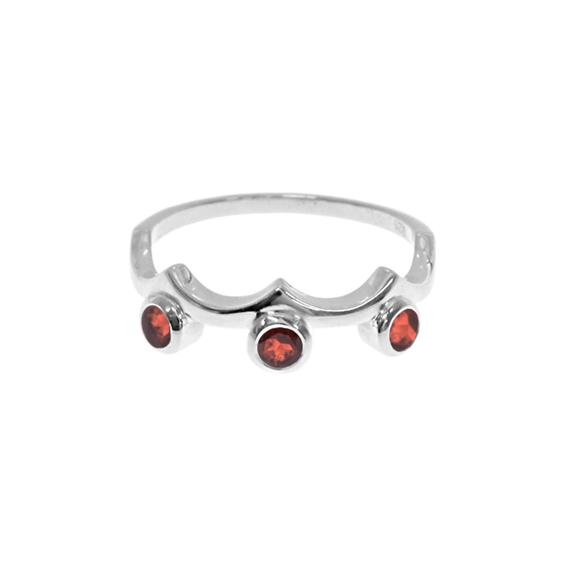 Amy triple garnet facet wave ring