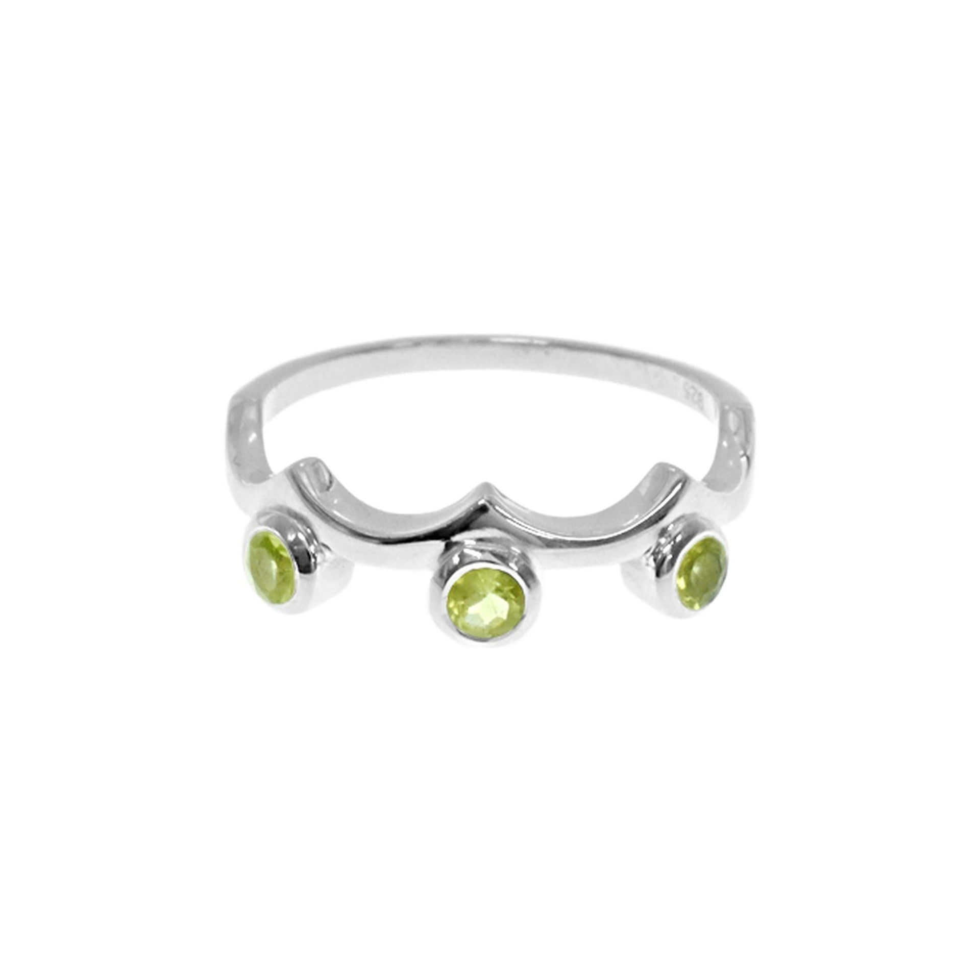 Amy triple peridot facet wave ring